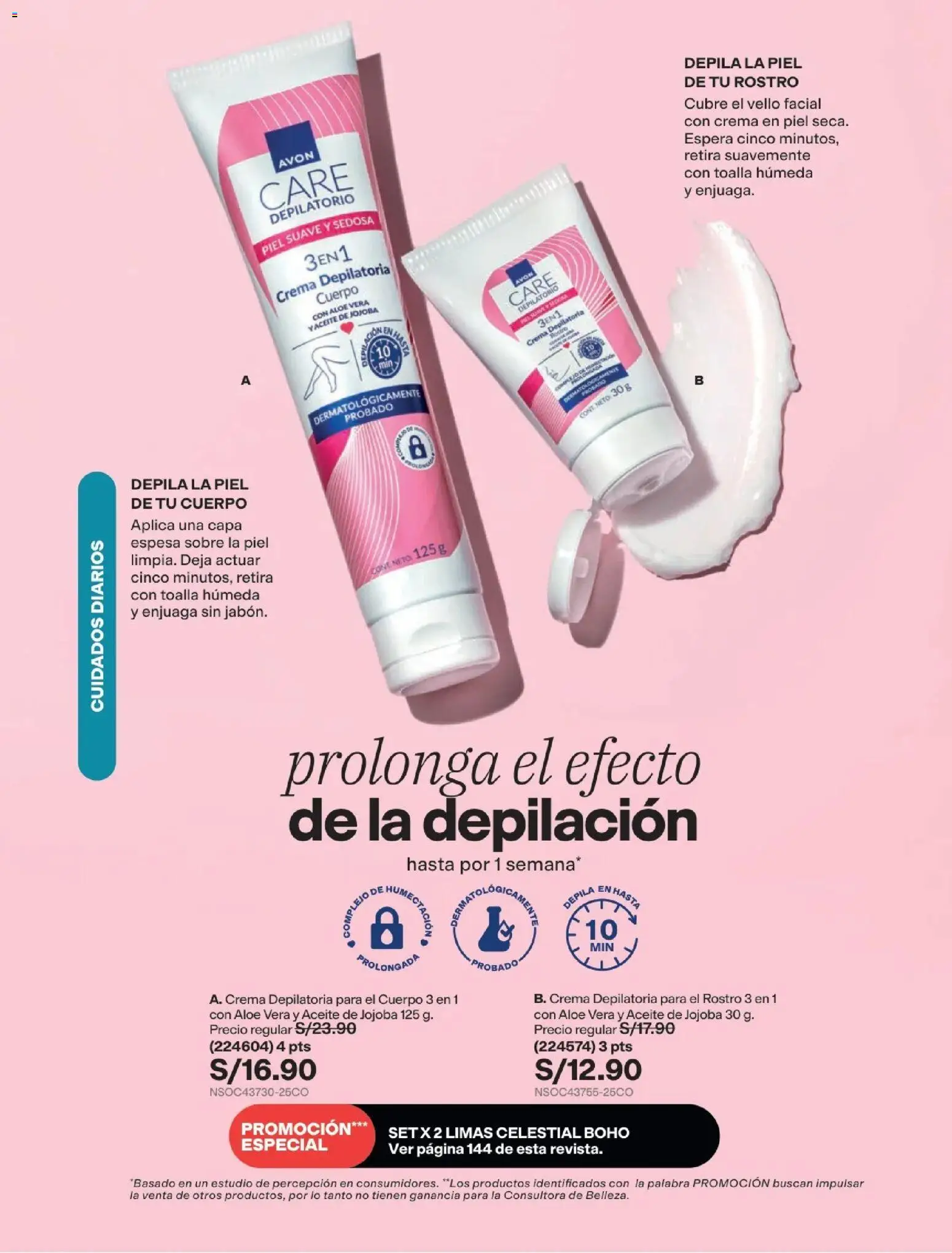 Catálogo Avon válido desde 11/08/2026 | Página: 143 | Productos: Crema depilatoria, Aloe vera, Toalla, Crema