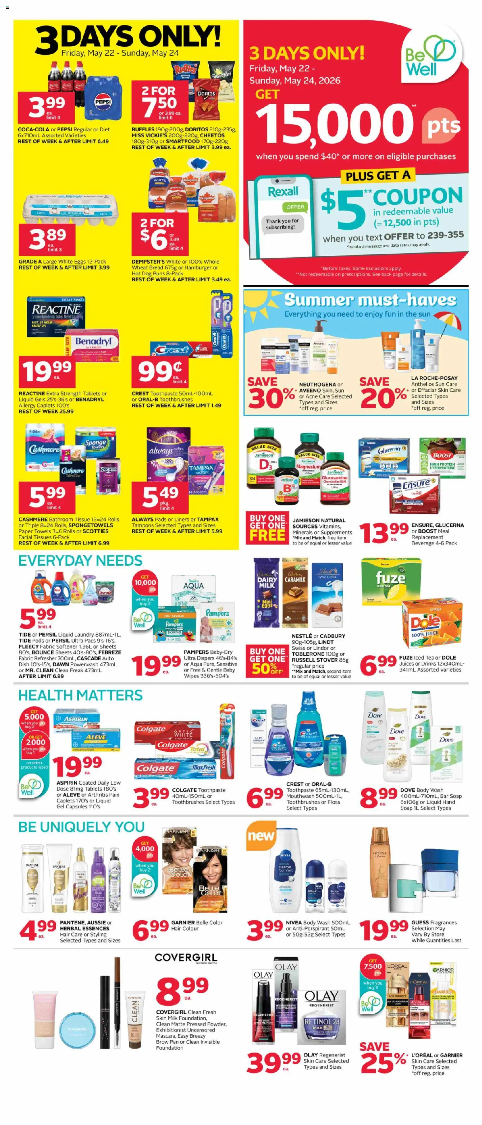 Rexall flyer valid from 22.05.2026 | Page: 2 | Products: Sponge, Body wash, Toothpaste, Bread
