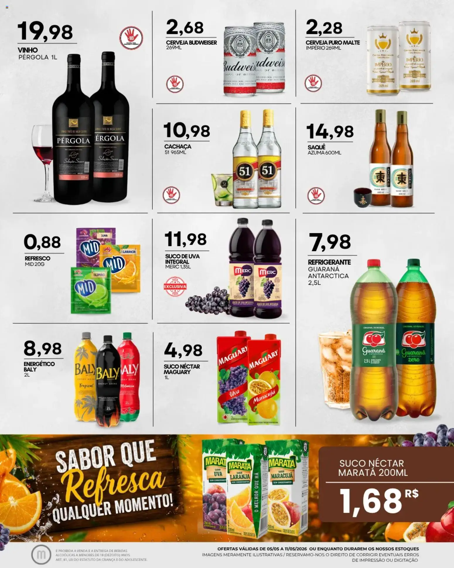 Mercadão Atacadista Folheto - válido de 05.05.2026 | Página: 10 | Produtos: Maracujá, Refresco, Cachaça, Saquê