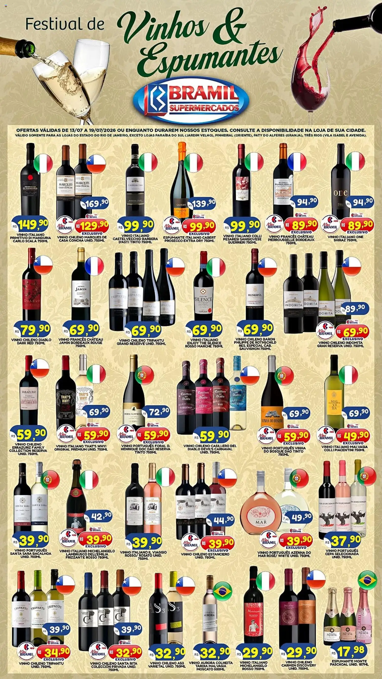 Bramil Supermercados Folheto - válido de 13/07/2026 | Página: 1 | Produtos: Espumante, Vinho