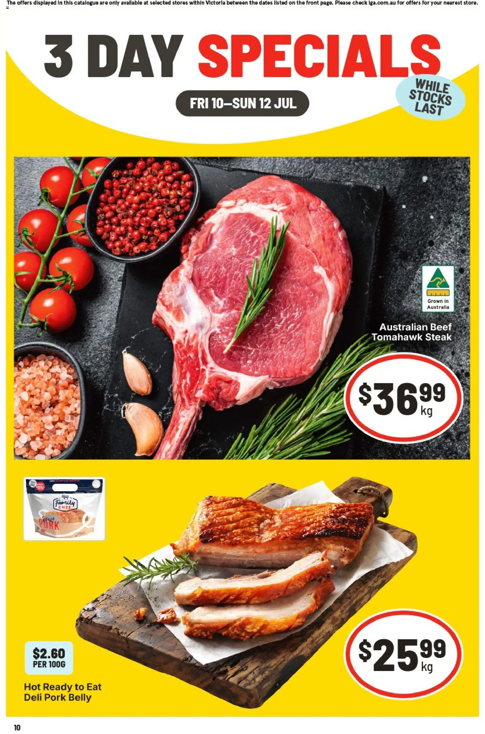 IGA catalogue - valid from 10/07/2026 | Page: 1 | Products: Pork, Beef, Steak
