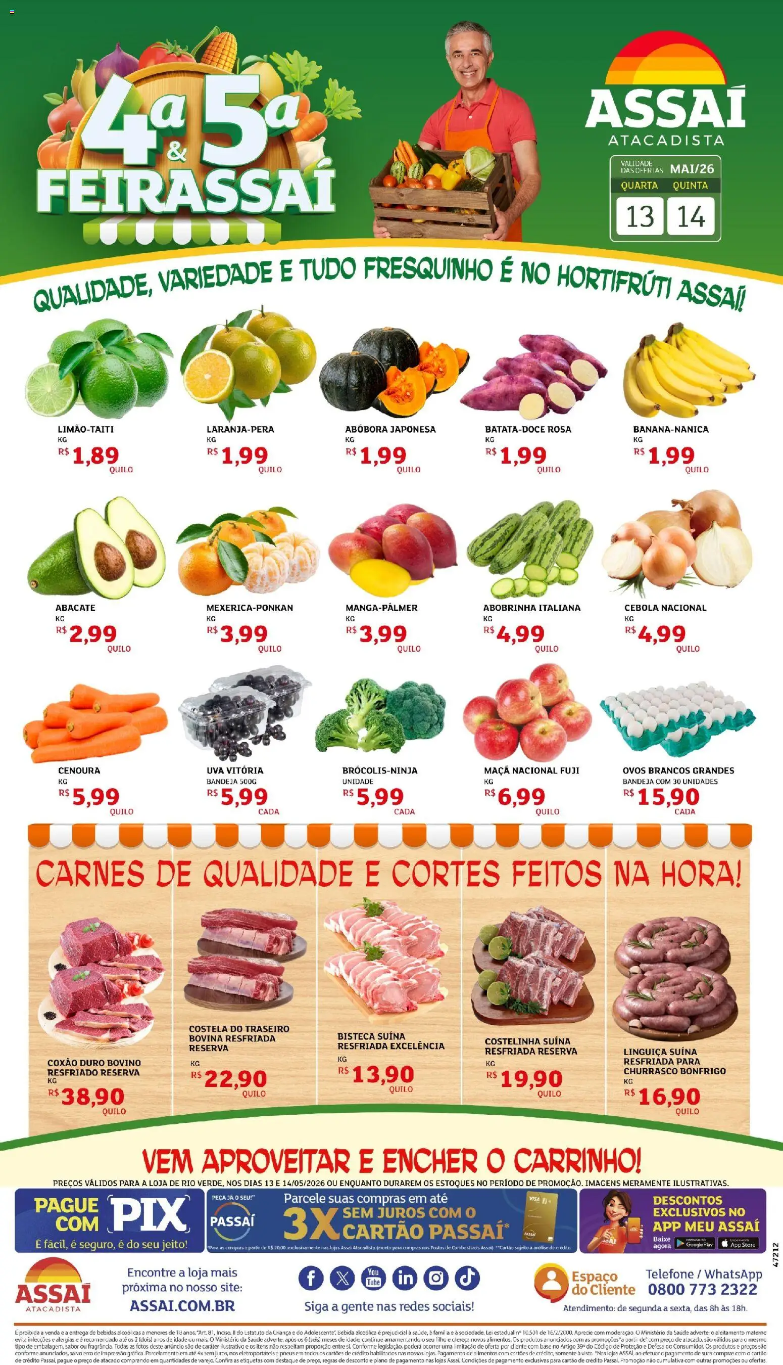 Assaí Atacadista Folheto - válido de 13.05.2026 | Página: 1 | Produtos: Abóbora, Cebola, Linguiça, Pneus