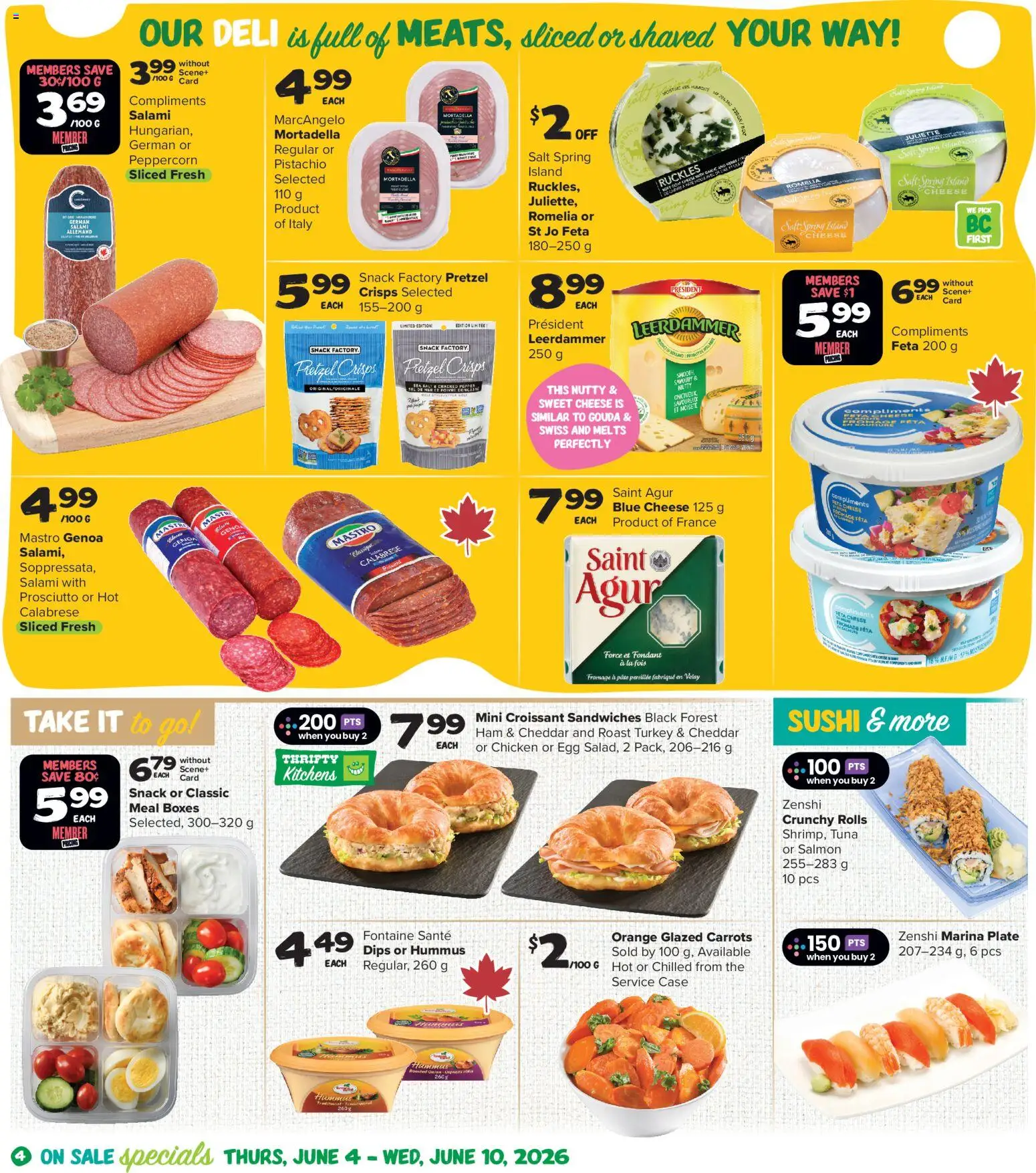 Thrifty Foods flyer valid from 04.06.2026 | Page: 5 | Products: Turkey, Case, Cheese, Ham