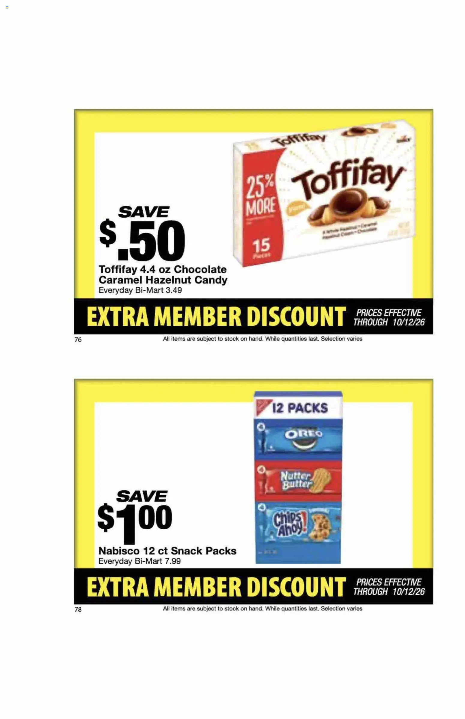 Bi-Mart Extra Member Discount Book - valid from 09/28/2026 | Page: 40 | Products: Candy, Butter, Chocolate, Oreo
