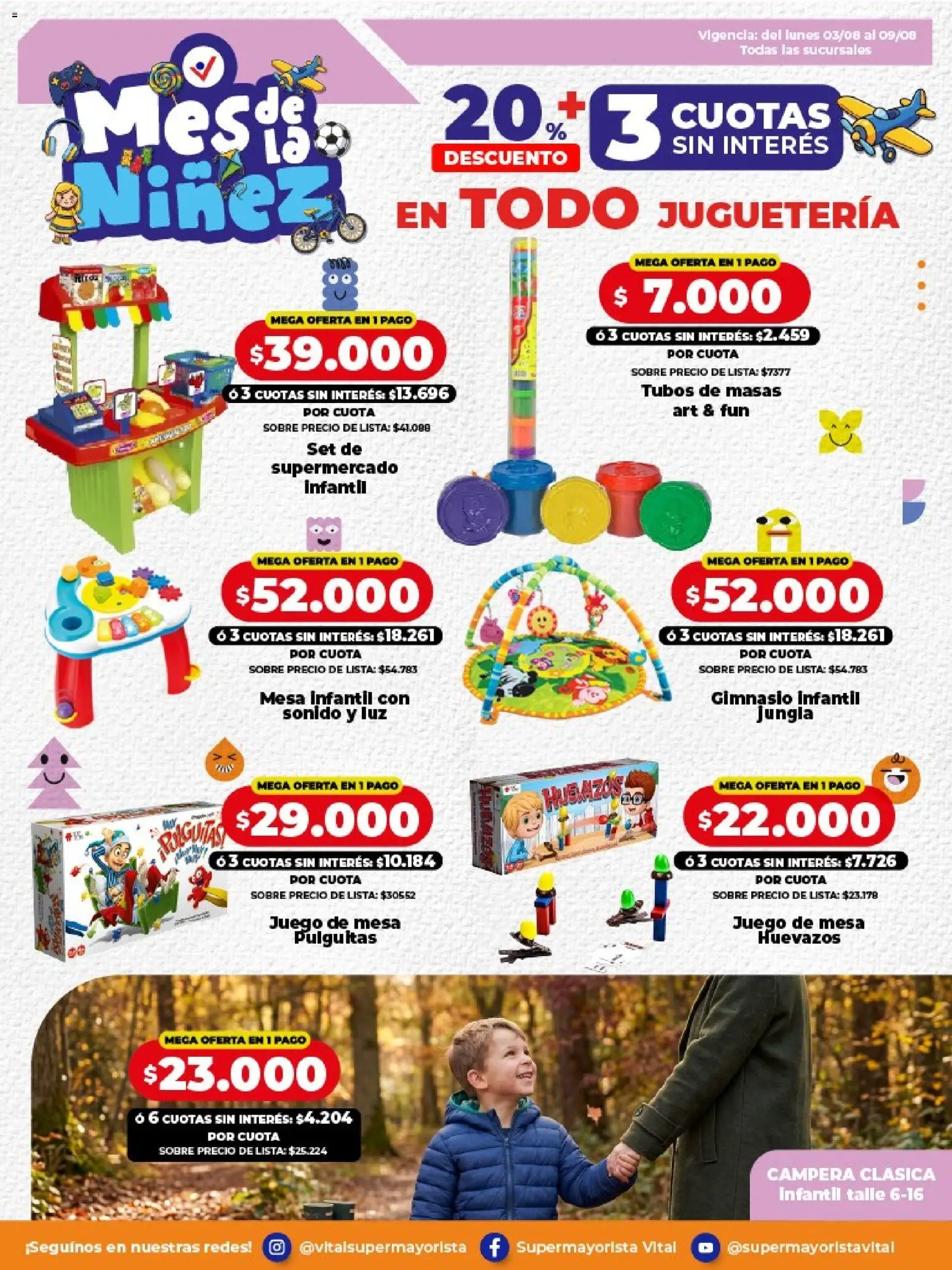 Vital - Especial de la niñez │ válido desde el 03/08/2026 | Página: 4 | Productos: Campera, Sobre, Mesa