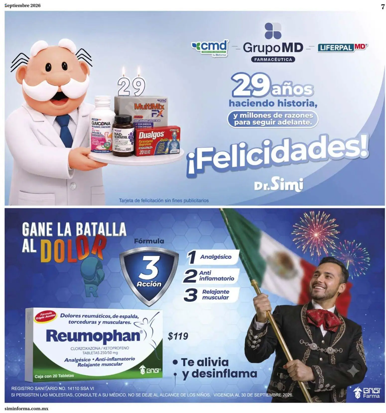 Nuevas ofertas de Farmacias Similares válidas en toda la República Mexicana desde el 01/09/2026. ¡Encuentra las mejores ofertas en Farmacias Similares catálogo AyuPADi, la voz que se levanta! | Página: 7 | Productos: Analgésico, Antiinflamatorio, Té, Caja
