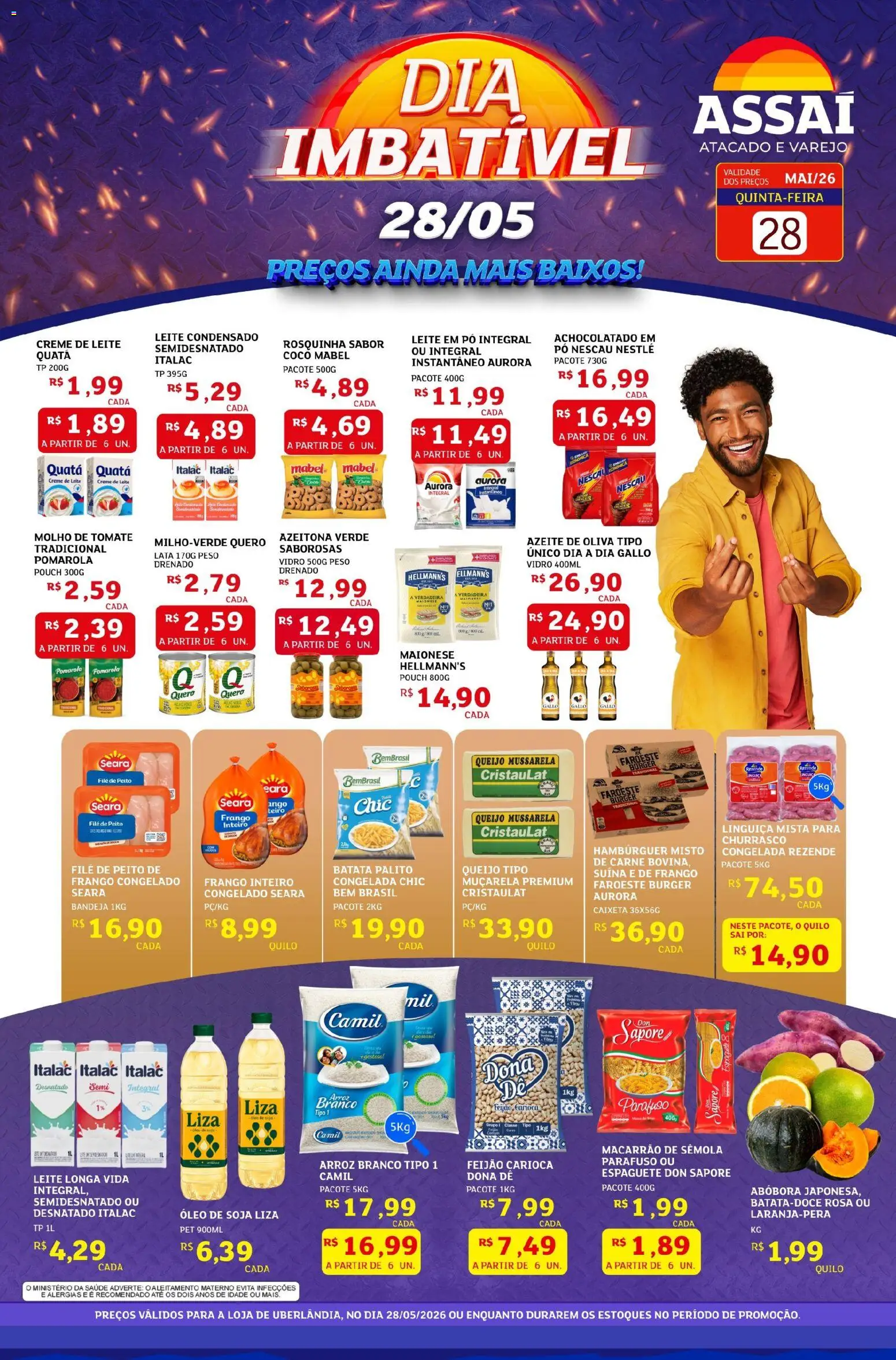 Assaí Atacadista Folheto - válido de 28.05.2026 | Página: 1 | Produtos: Óleo, Muçarela, Creme, Leite em pó