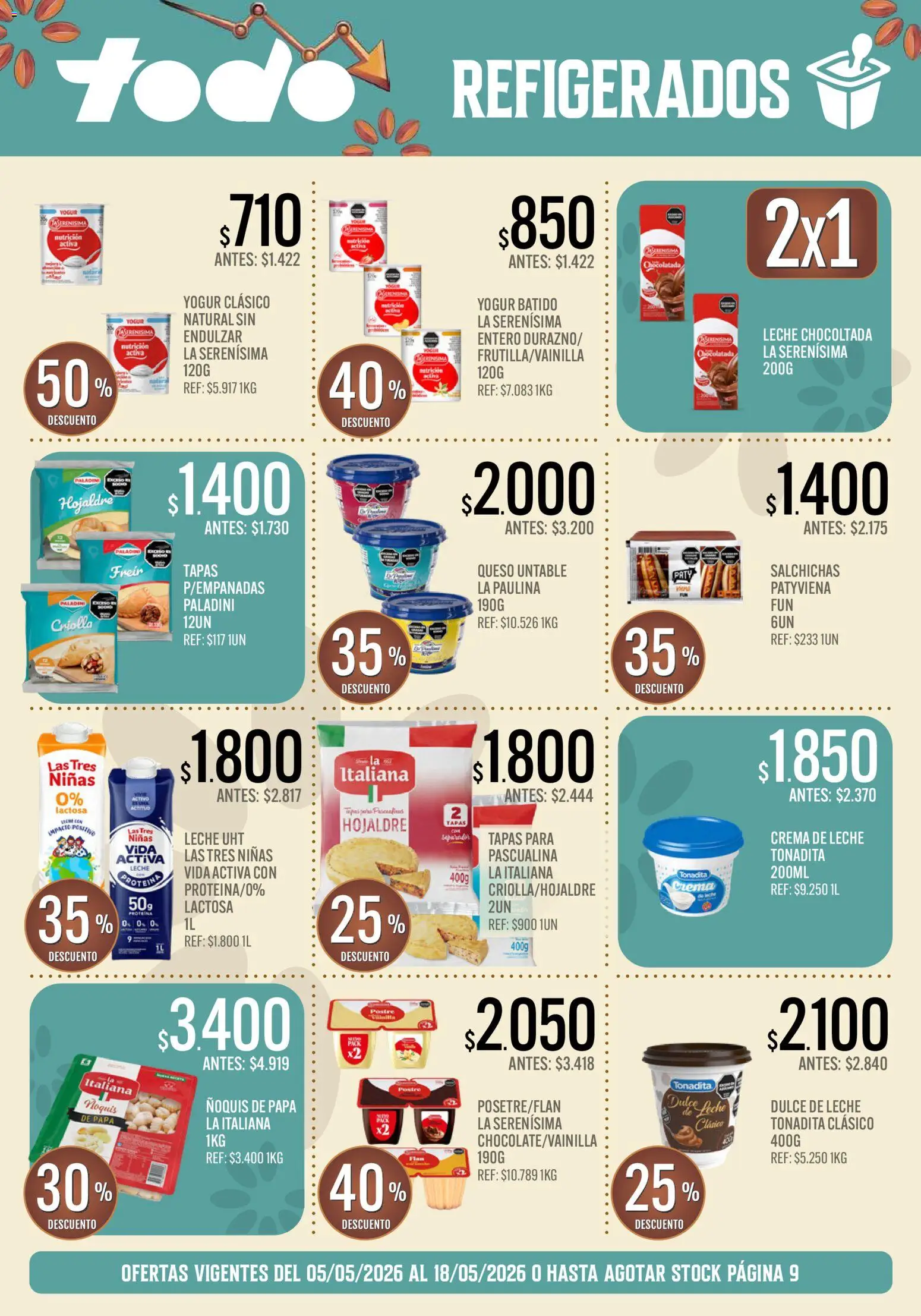 Supermercados TODO - Ofertas │ válido desde el 05.05.2026 | Página: 10 | Productos: Papa, Dulce de leche, Leche, Queso
