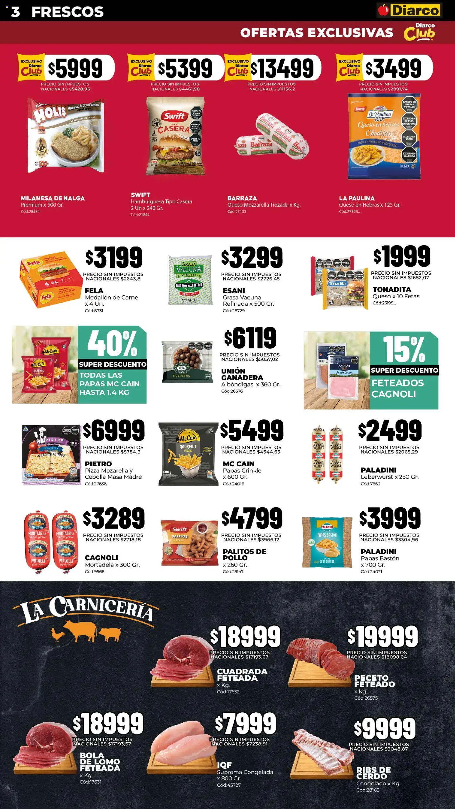 Diarco - Ofertas Pueblo Interior │ válido desde el 03/08/2026 | Página: 3 | Productos: Mozzarella, Masa, Cebolla, Papas
