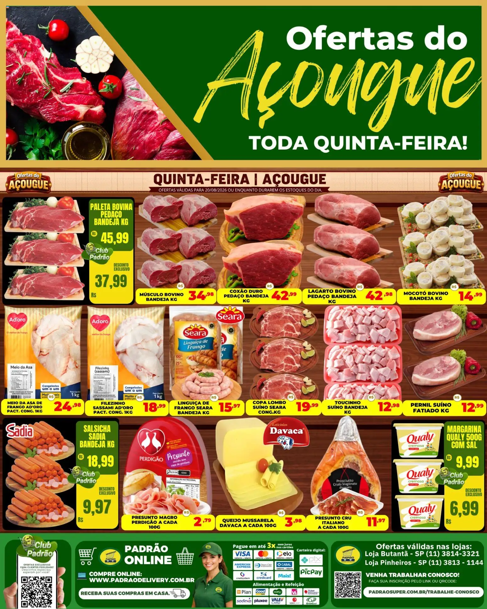 Supermercado Padrão Folheto - válido de 20/08/2026 | Página: 1 | Produtos: Coxão duro, Lombo, Pernil, Copa