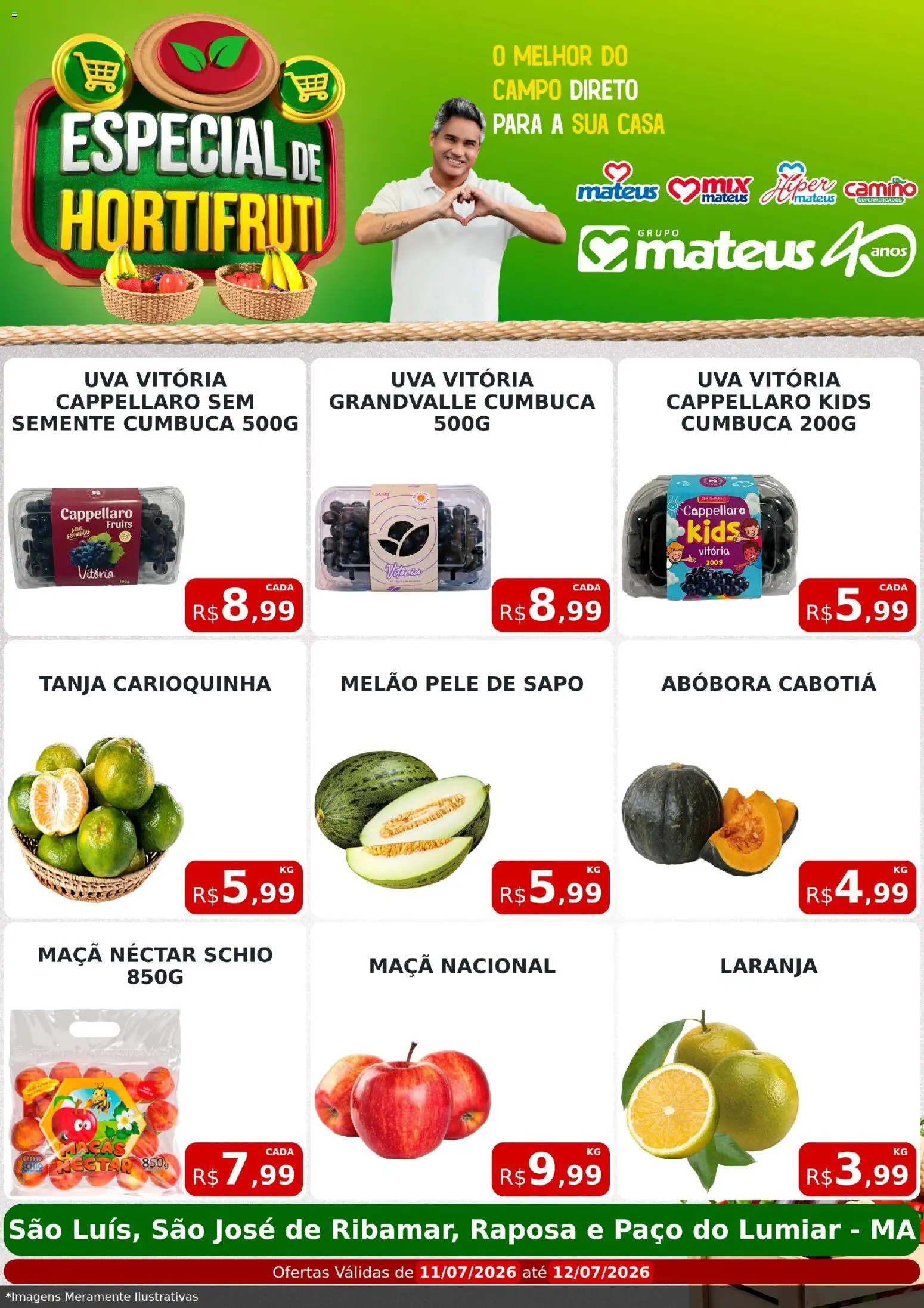 Mateus Folheto - válido de 11/07/2026 | Página: 1 | Produtos: Melão, Abóbora