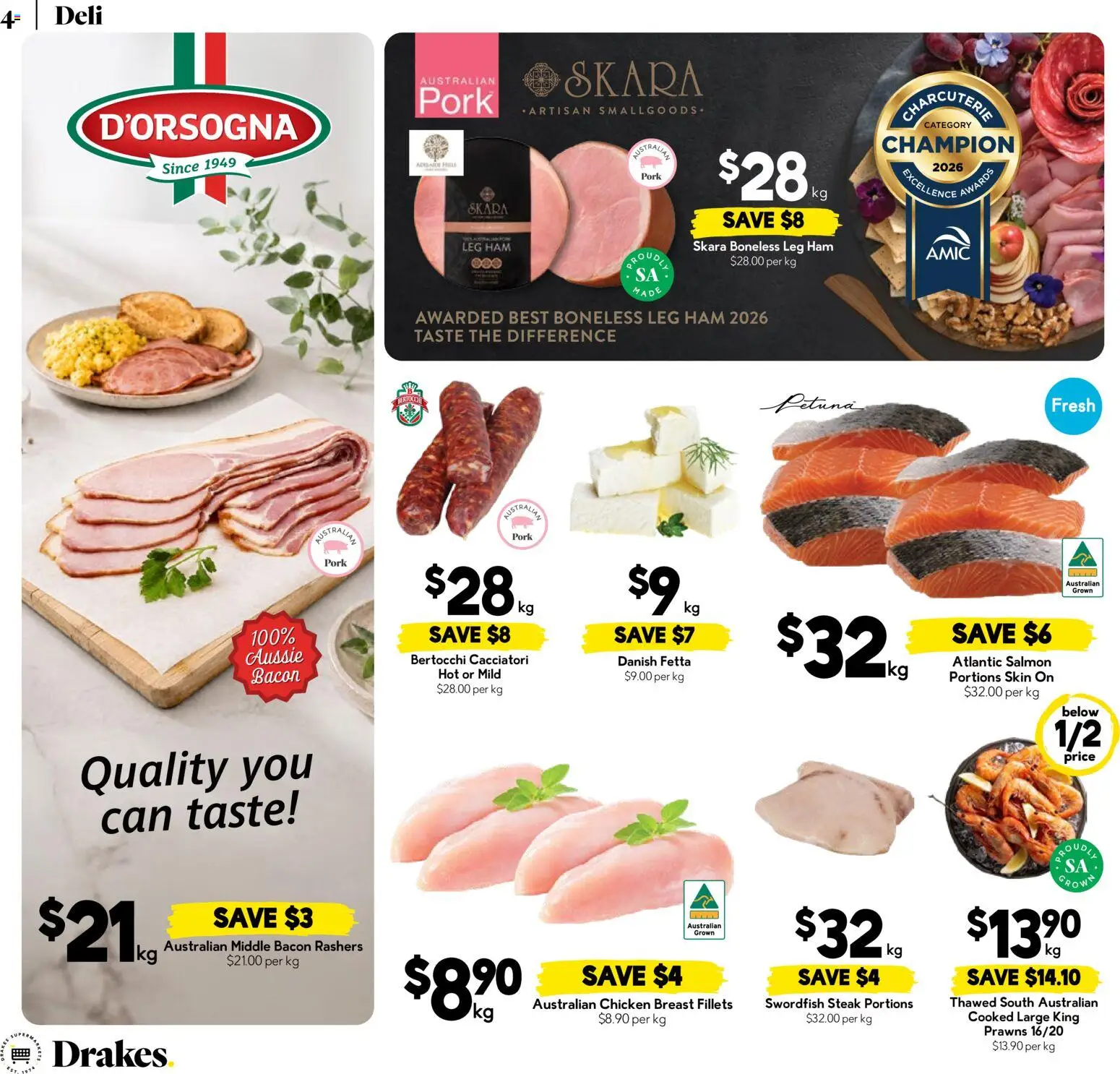 Drakes catalogue - valid from 09/09/2026 | Page: 4 | Products: Bacon, Ham, Prawns, Salmon