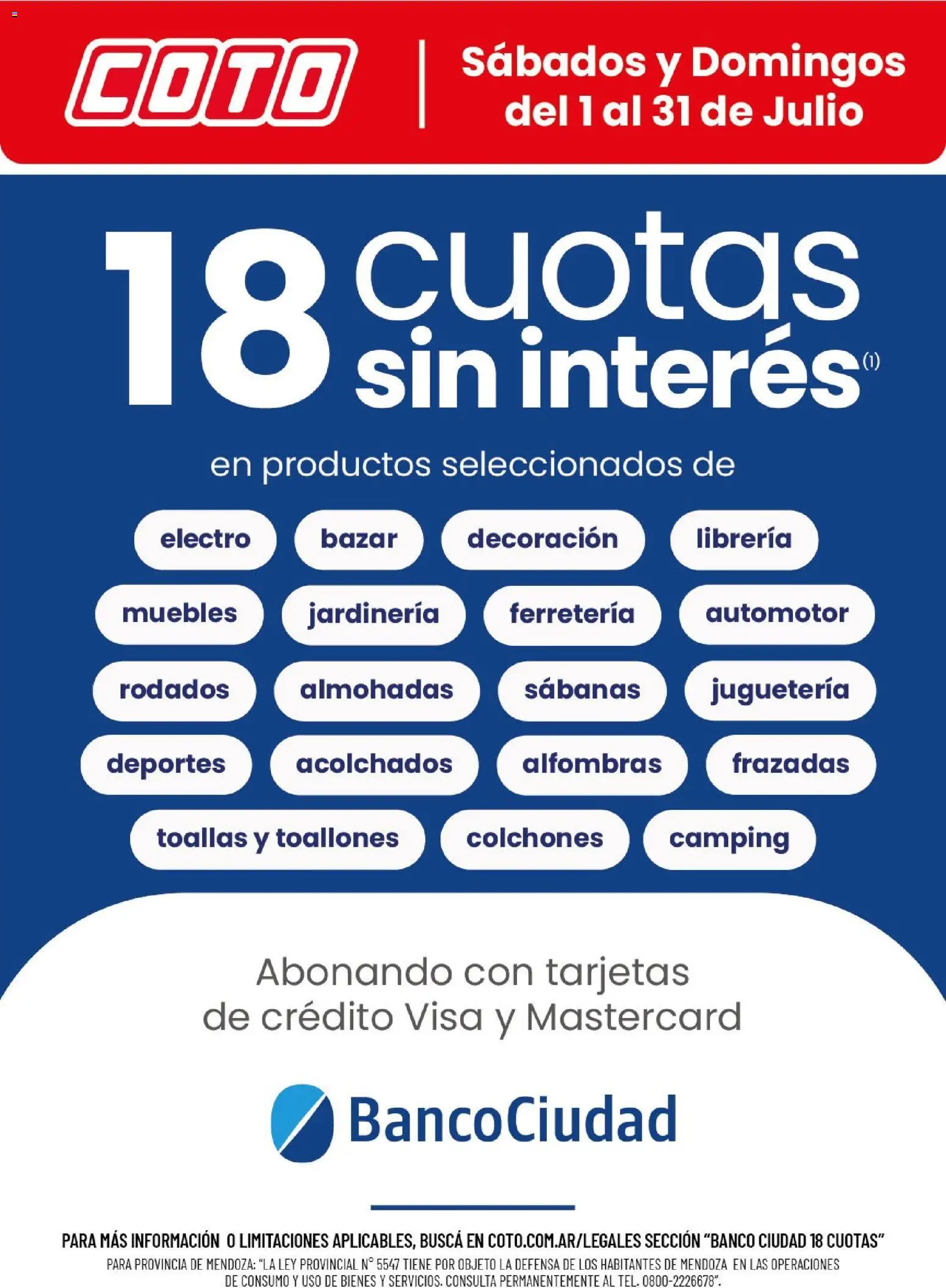 Coto - Banco Ciudad Julio │ válido desde el 01/07/2026 | Página: 1 | Productos: Sabanas, Toallas