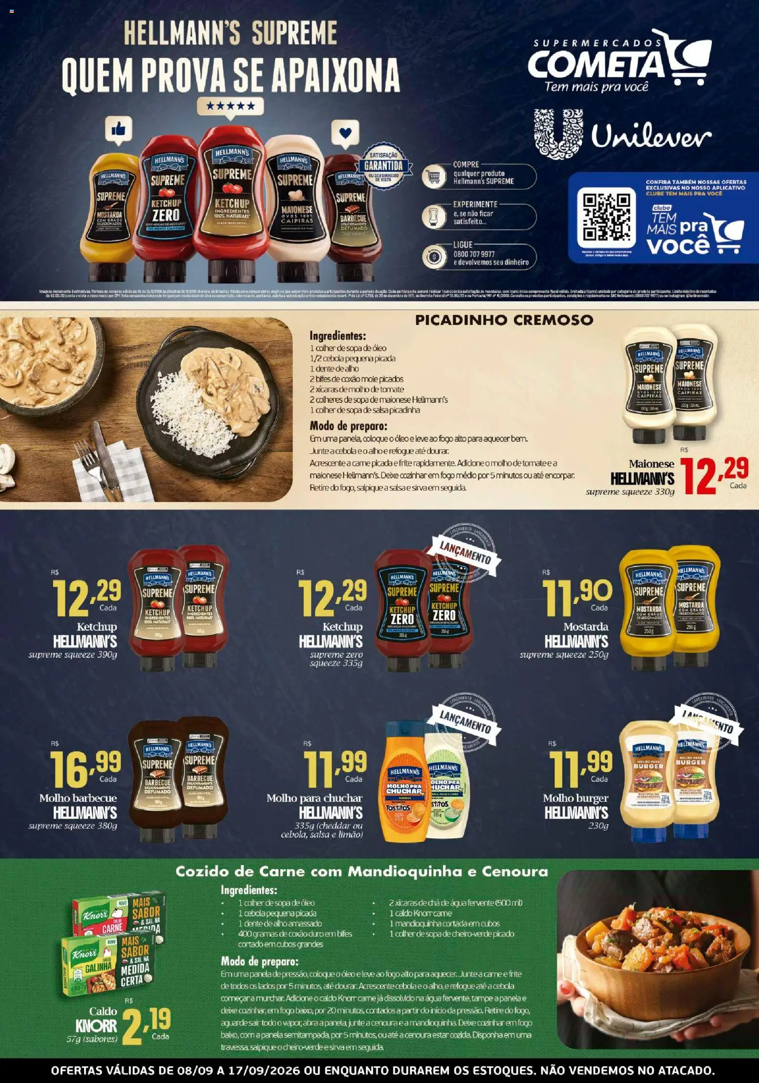 Cometa Supermercados Folheto - válido de 08/09/2026 | Página: 1 | Produtos: Alho, Molho de tomate, Carne, Maionese