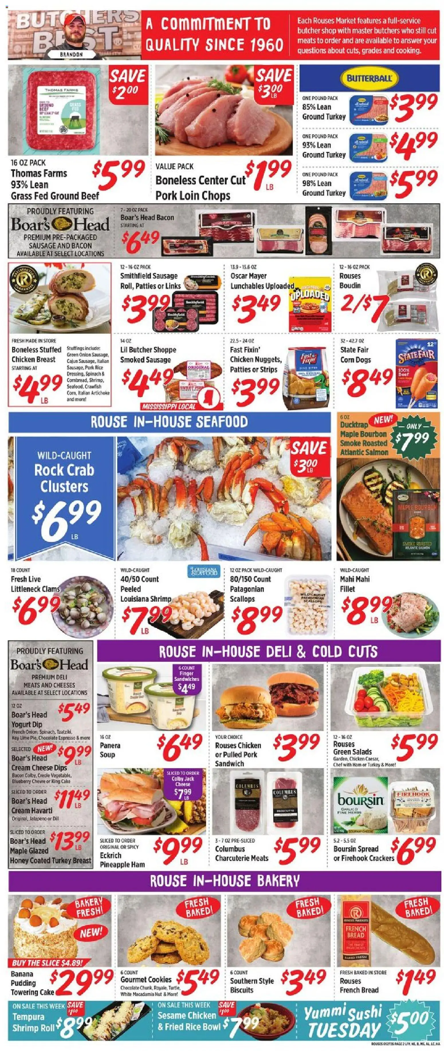 Rouses Weekly Ad - LA - valid from 27.05.2026 | Page: 5 | Products: Cheese, Yogurt, Beef, Seafood