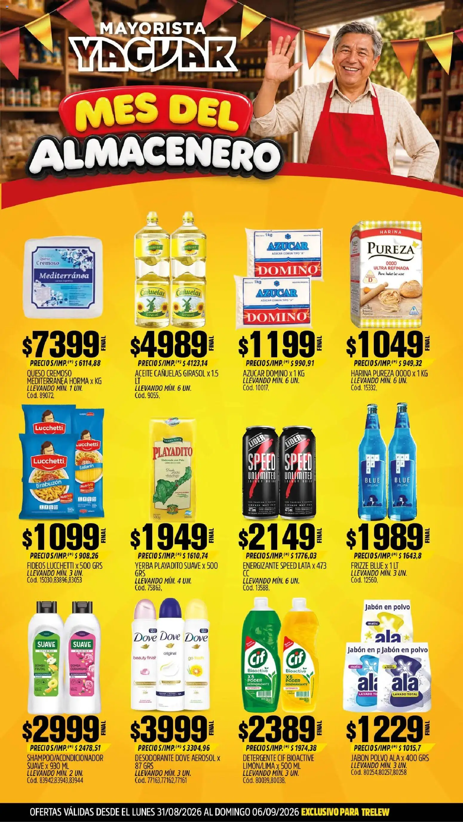 Yaguar - Oferta Semanal Trelew │ válido desde el 31/08/2026 | Página: 1 | Productos: Harina, Yerba, Jabón, Desodorante