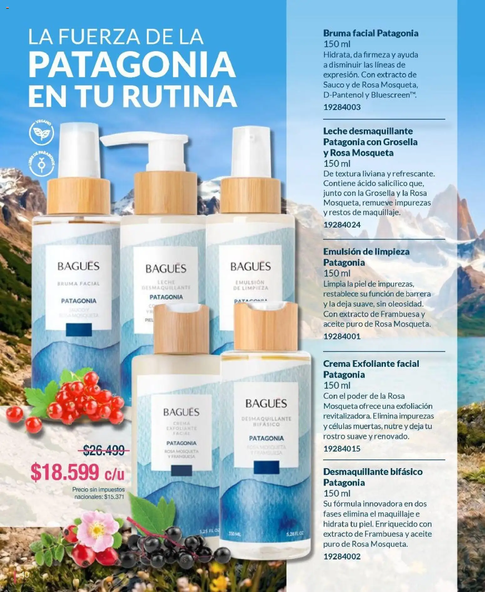 Bagués catálogo │ válido desde el 21/09/2026 | Página: 40 | Productos: Exfoliante, Bruma, Leche, Crema