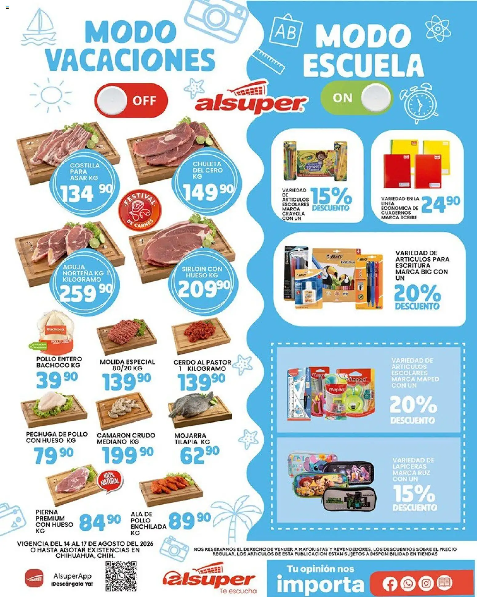 Nuevas ofertas de Alsuper válidas en toda la República Mexicana desde el 14/08/2026. ¡Encuentra las mejores ofertas en Alsuper folleto! | Página: 1 | Productos: Cerdo, Té, Tilapia, Sobre