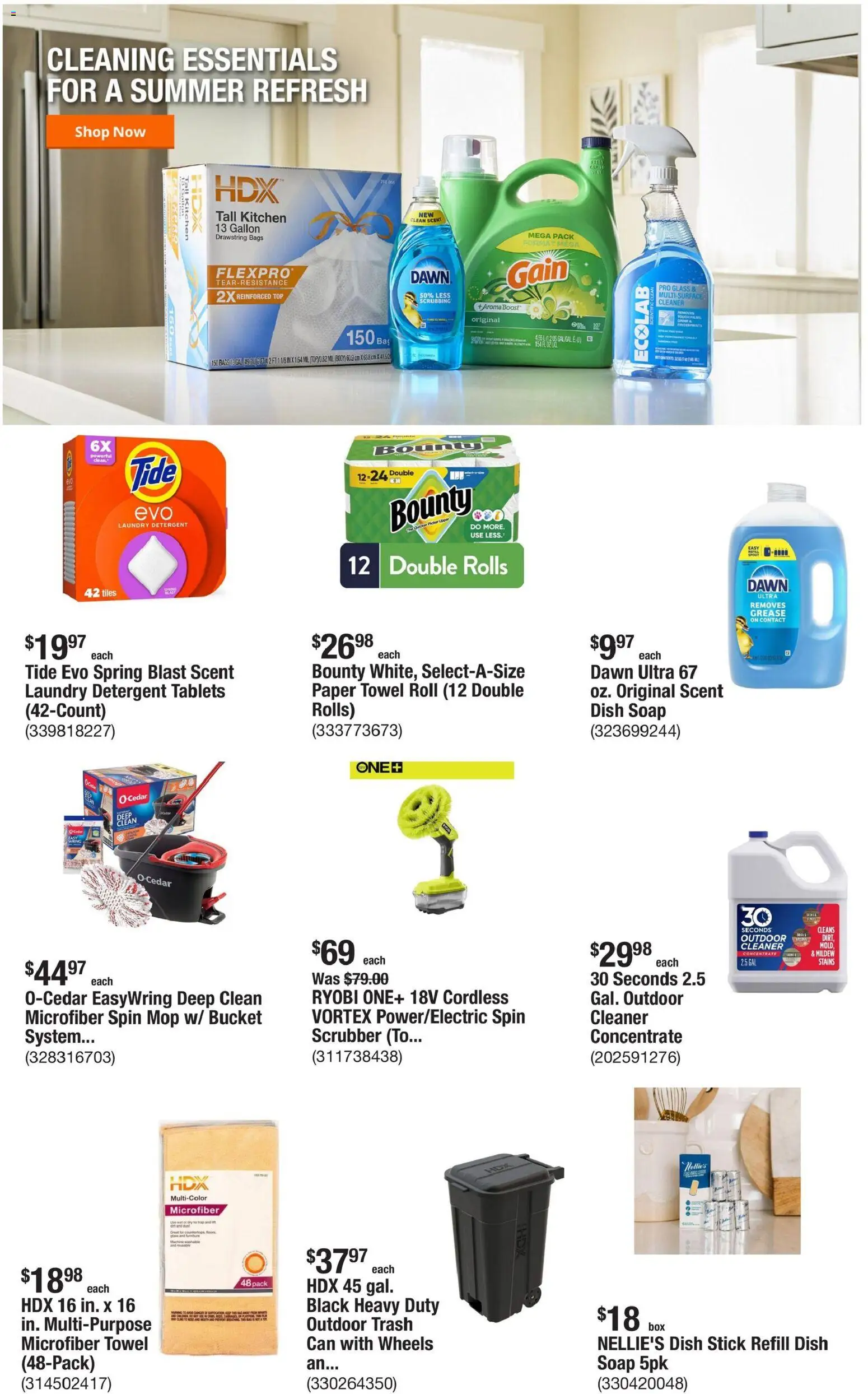 Home Depot Weekly Ad - valid from 08/13/2026 | Page: 4 | Products: Picker, Ryobi, Laundry detergent, Mop