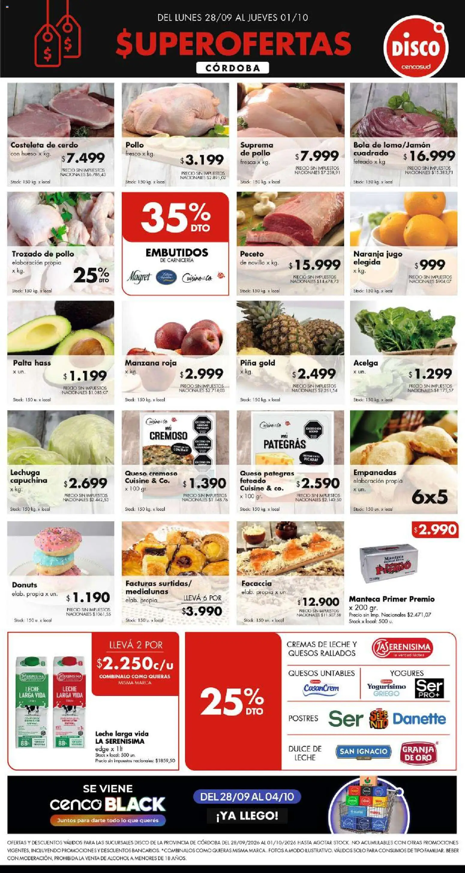Disco - FERIA DE FRESCOS CORDOBA │ válido desde el 28/09/2026 | Página: 1 | Productos: Embutidos, Dulce, Manteca, Queso