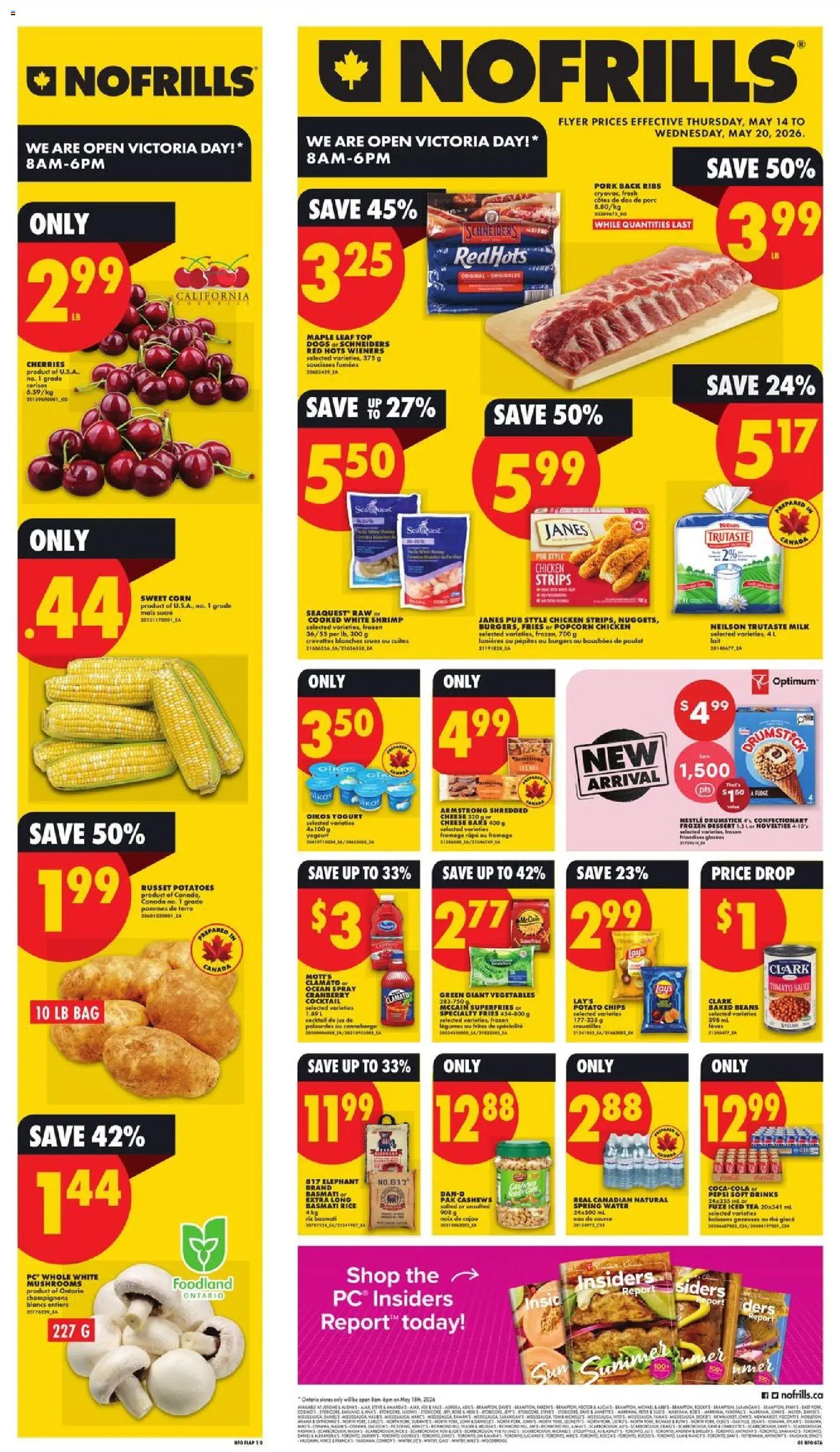 No Frills flyer valid from 14.05.2026 | Page: 1 | Products: Bag, Milk, Yogurt, Juice