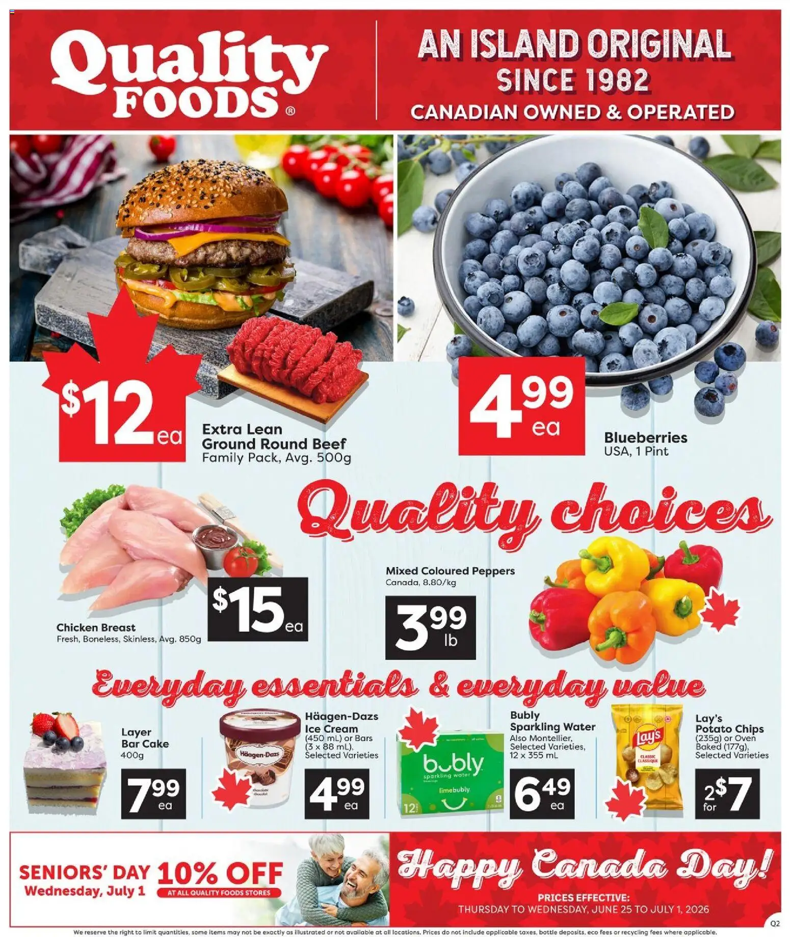 Quality Foods flyer valid from Jun 25, 2026 | Page: 1 | Products: Beef, Chips, Ice cream, Chicken