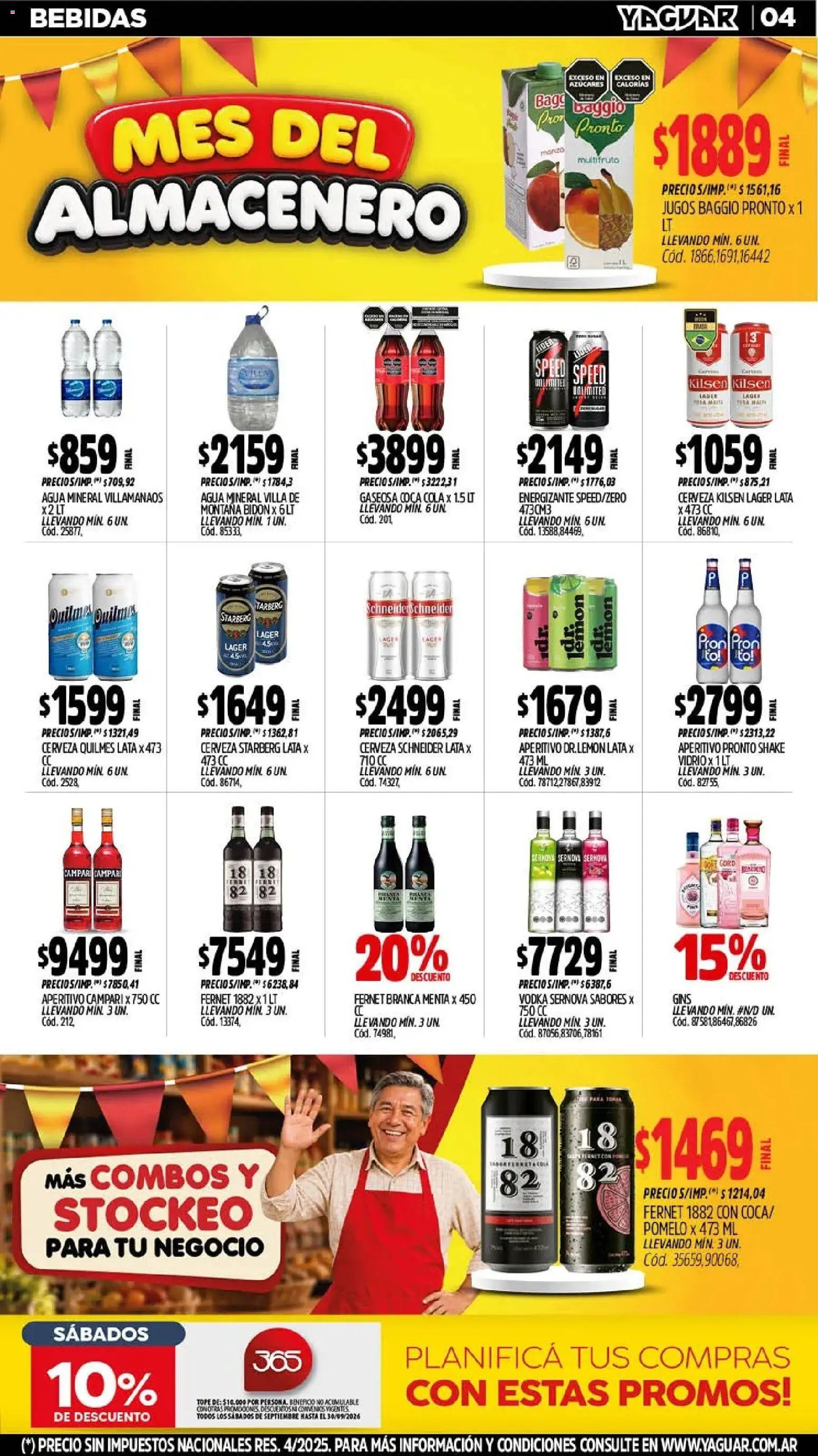 Yaguar - Oferta Semanal San Juan │ válido desde el 28/09/2026 | Página: 4 | Productos: Campari, Bidón, Bebidas, Fernet