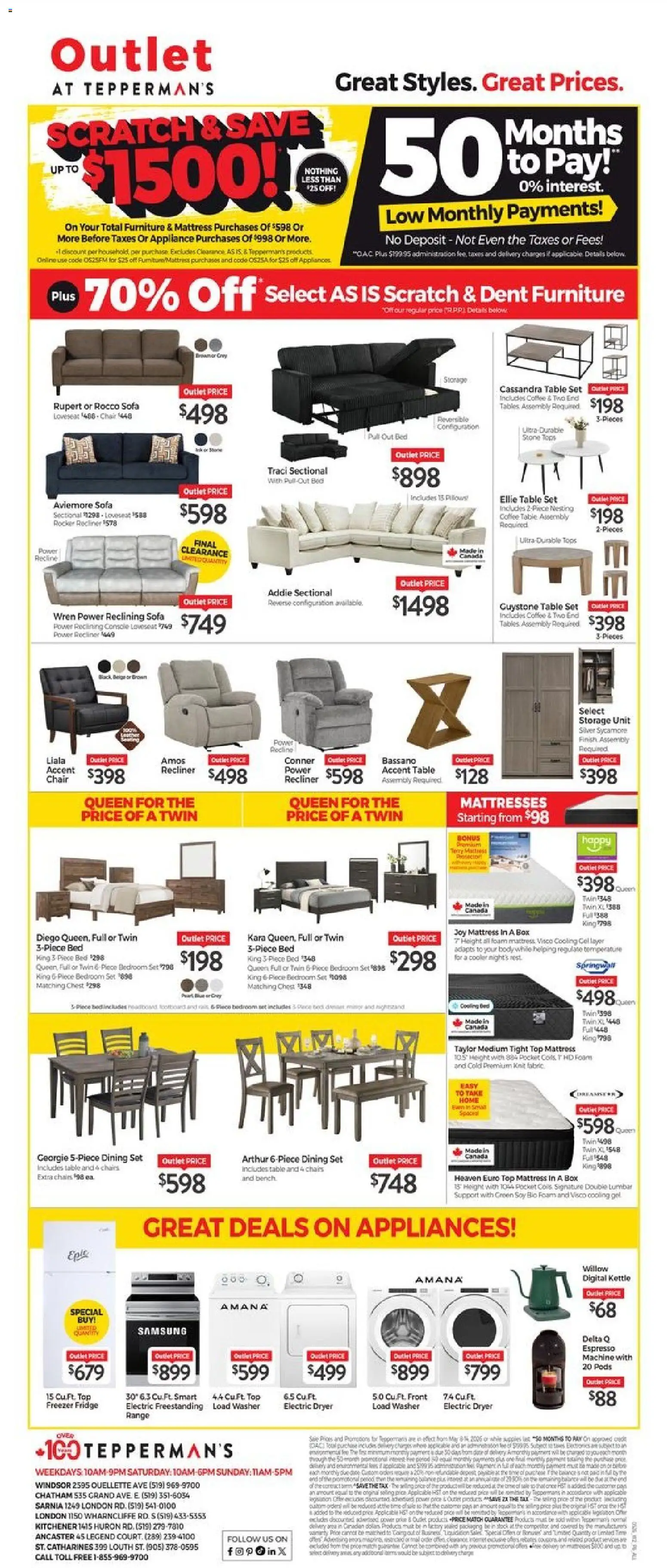 Tepperman's flyer valid from 08.05.2026 | Page: 1 | Products: Bed, Coffee table, Table, Box