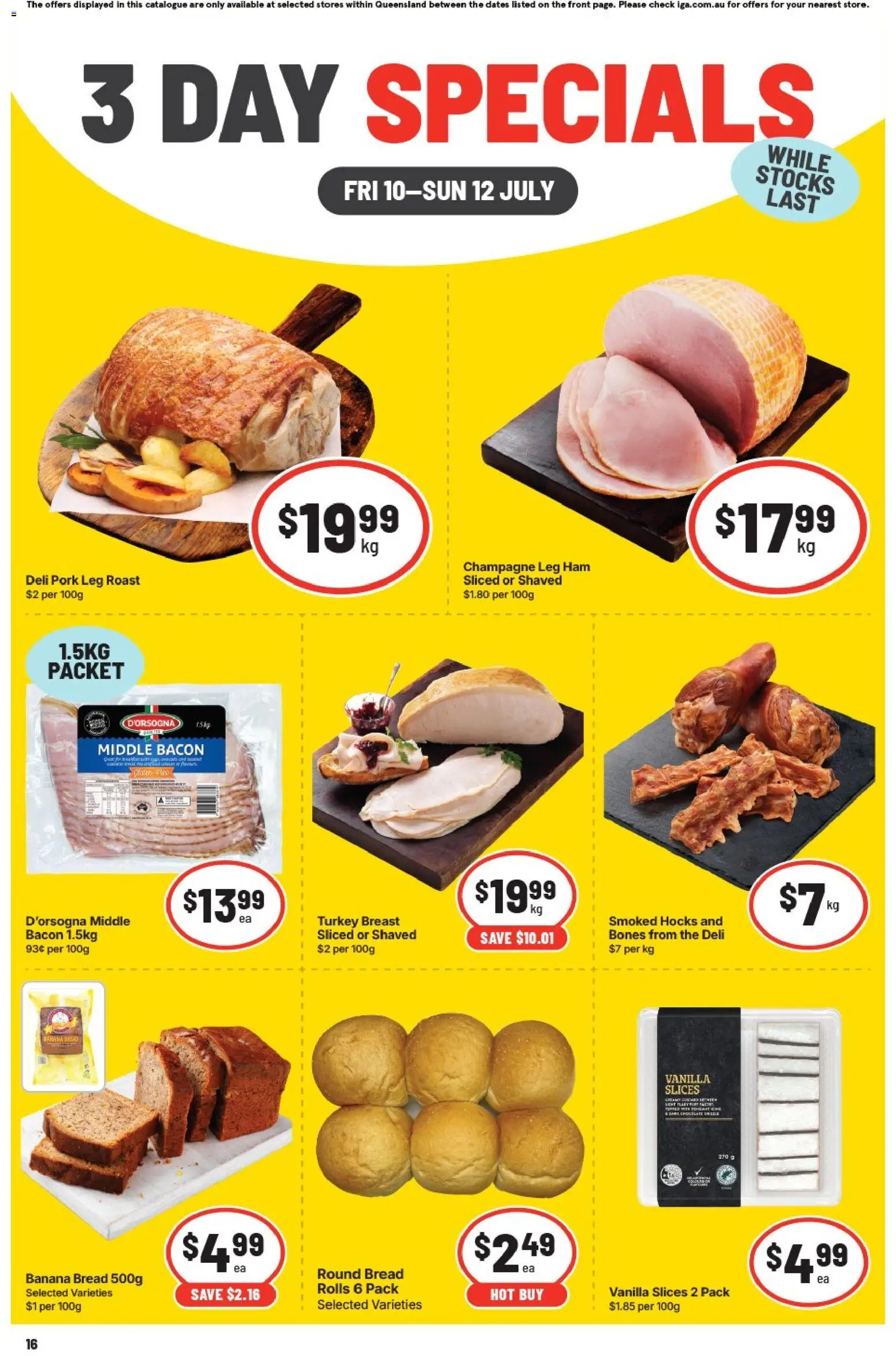 IGA catalogue - valid from 10/07/2026 | Page: 2 | Products: Bacon, Bread, Pork, Turkey