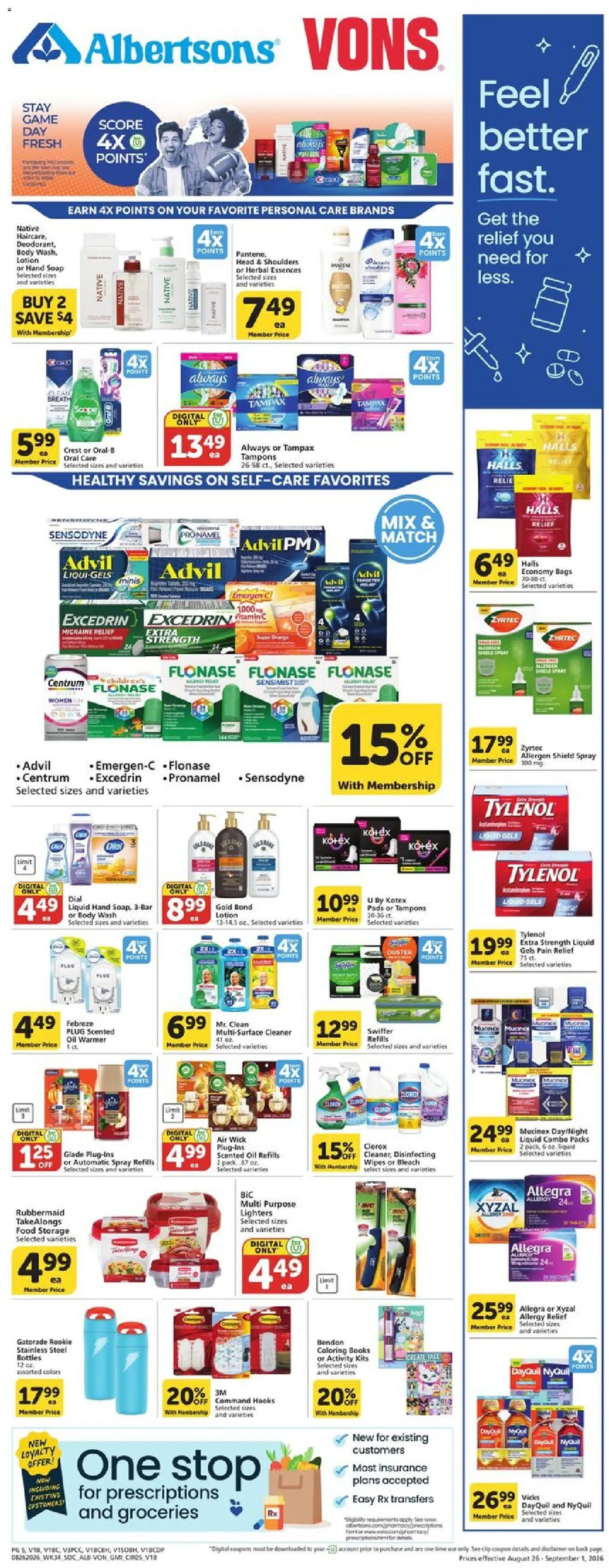Vons Weekly Ad - valid from 08/26/2026 | Page: 4 | Products: Vitamin, Soap, Tampons, Body Wash