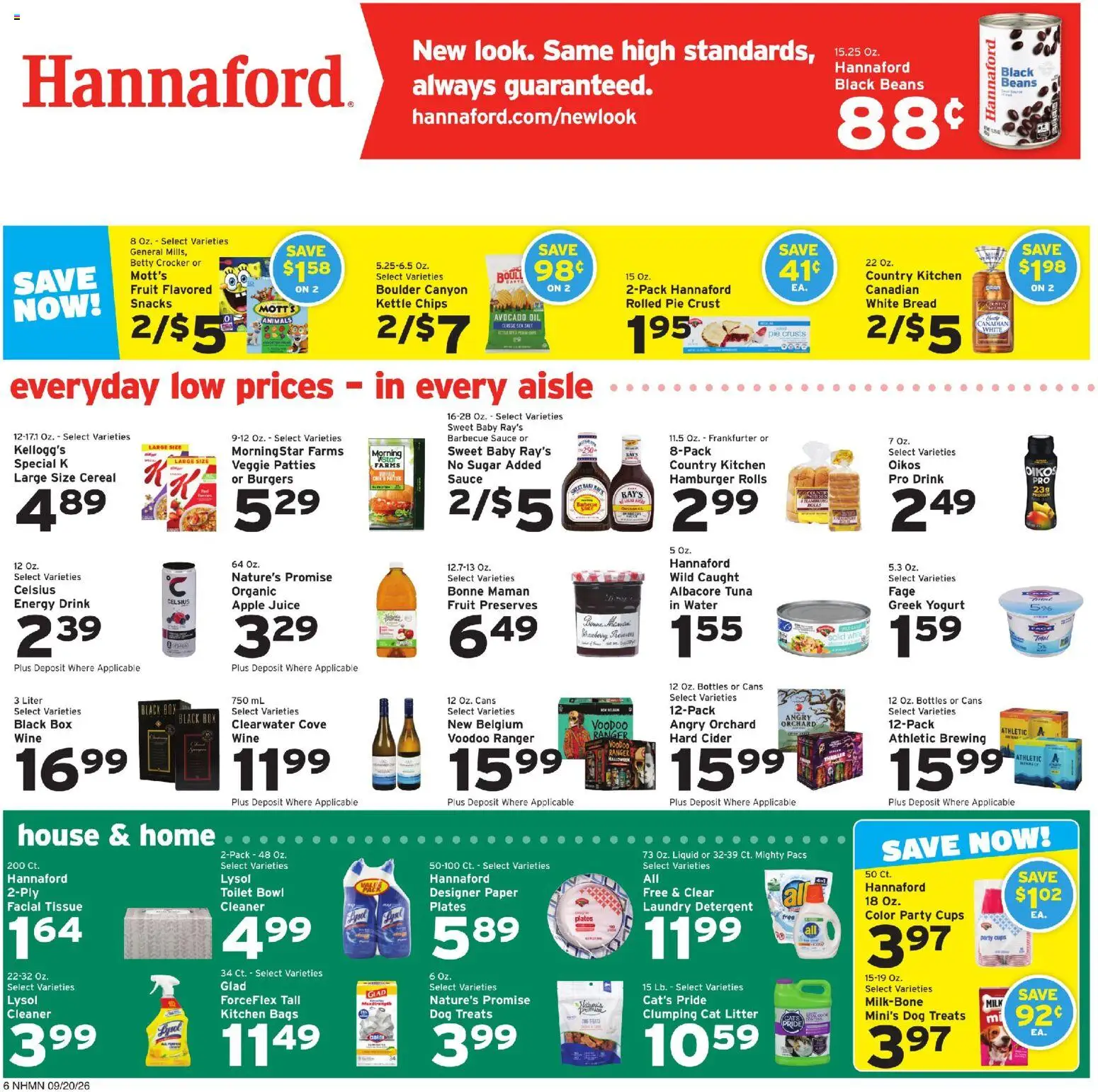 Hannaford Weekly Ad - valid from 09/20/2026 | Page: 6 | Products: Apple juice, Laundry detergent, Yogurt, Chips