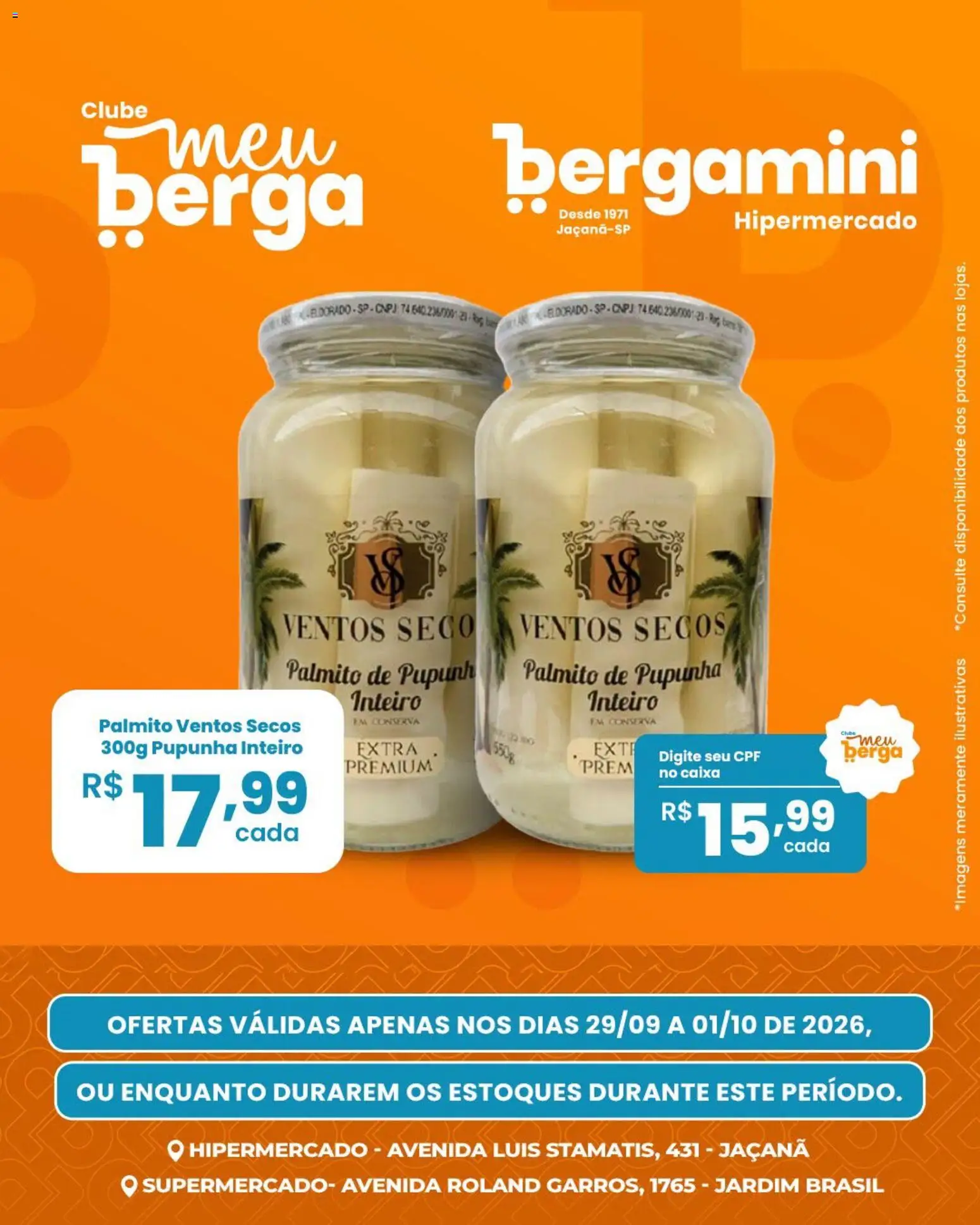 Supermercado Bergamini Folheto - válido de 29/09/2026 | Página: 5 | Produtos: Pupunha, Palmito, Caixa