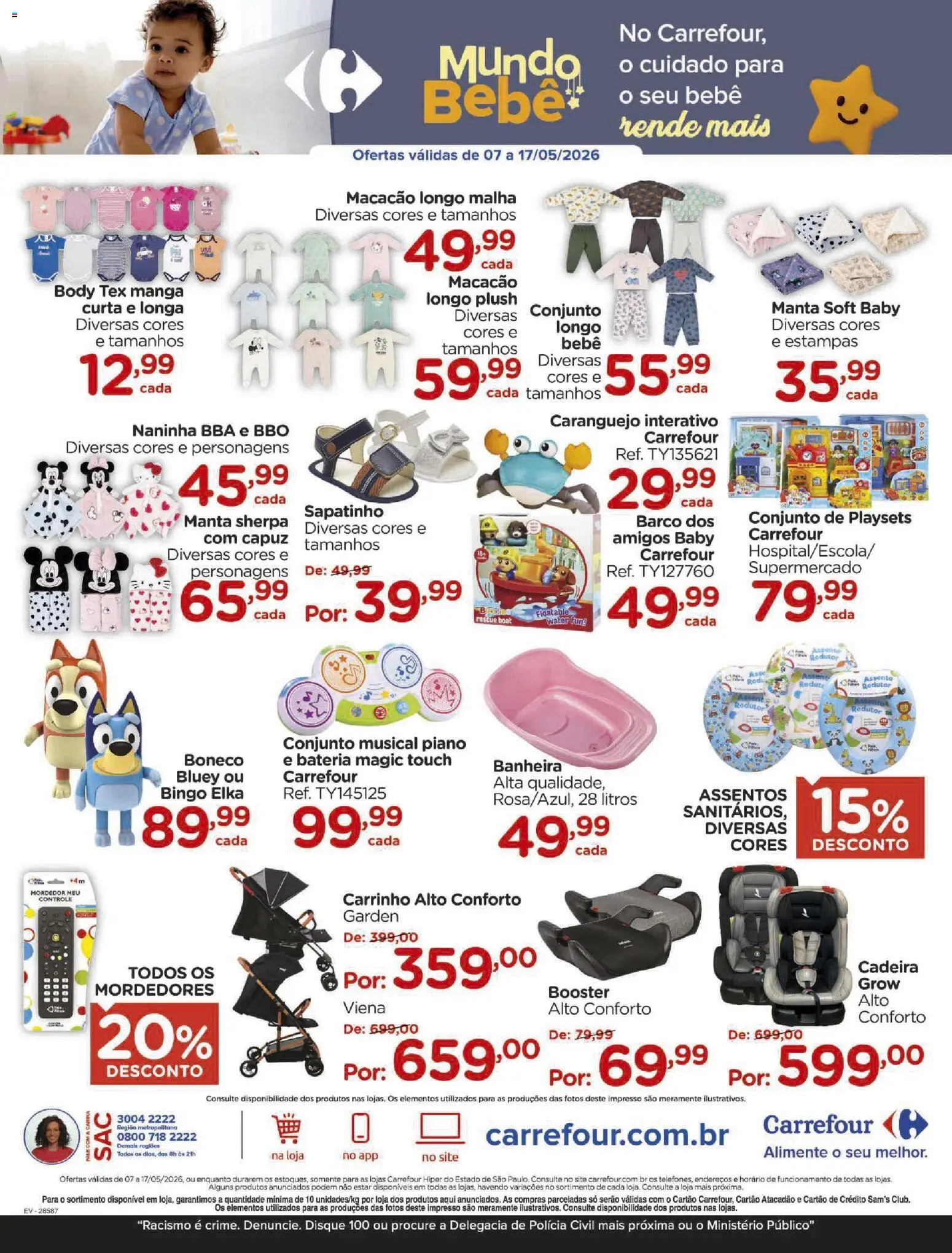 Carrefour Folheto - válido de 07.05.2026 | Página: 8 | Produtos: Caranguejo, Capuz, Piano, Macacão