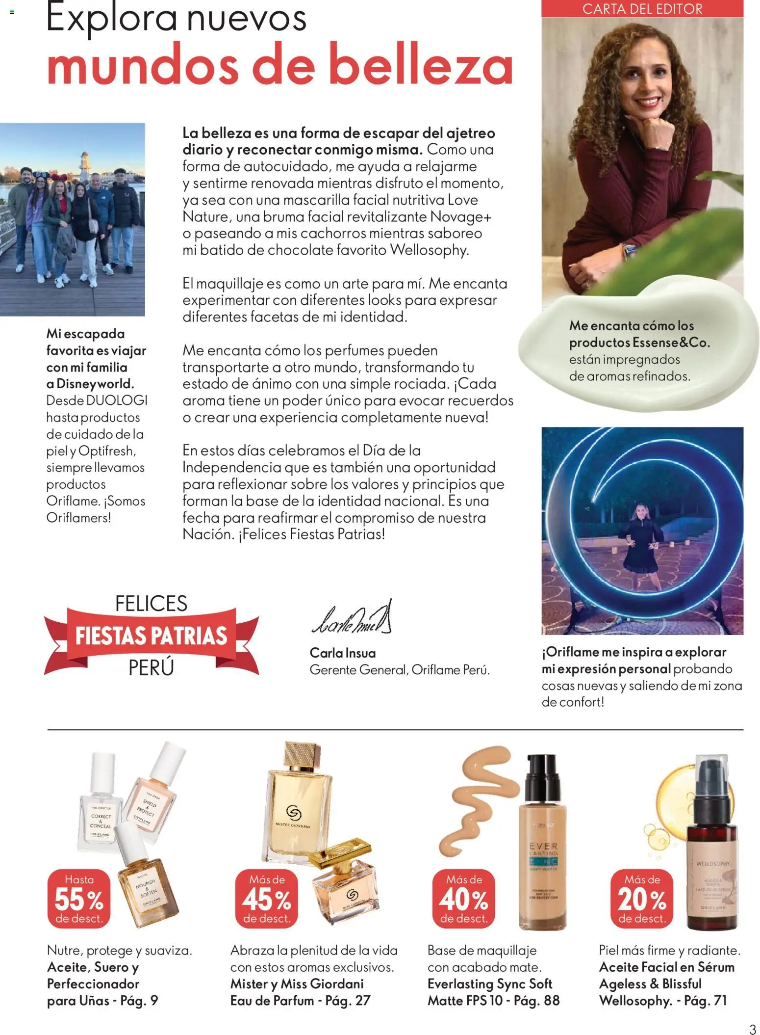 Catálogo Oriflame válido desde 11/07/2026 | Página: 3 | Productos: Aceite, Chocolate, Maquillaje