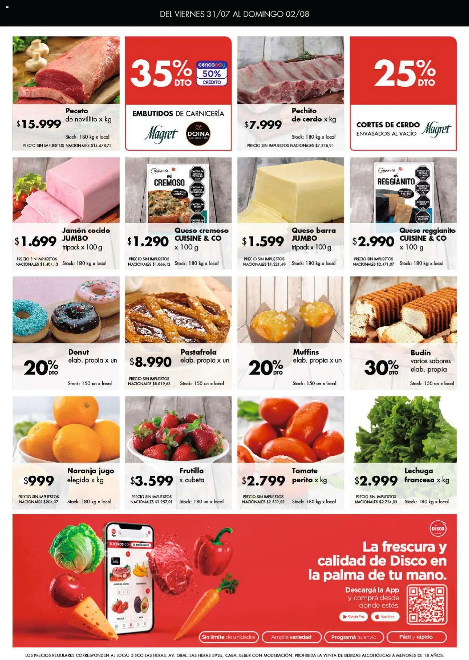 Disco - Ofertas | Córdoba │ válido desde el 30/07/2026 | Página: 8 | Productos: Disco, Jamón cocido, Lechuga, Jamón