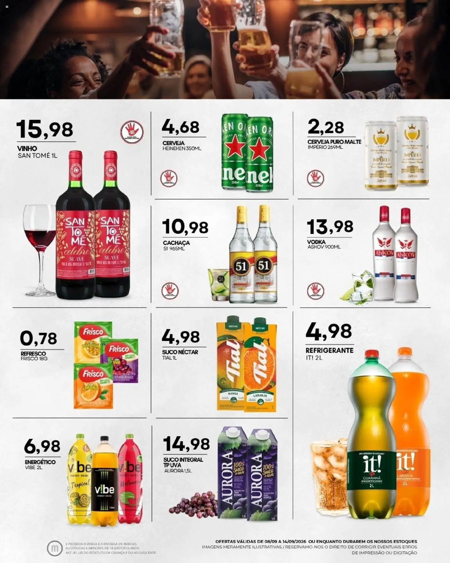 Mercadão Atacadista Folheto - válido de 08/09/2026 | Página: 10 | Produtos: Refresco, Uva, Vinho, Heineken
