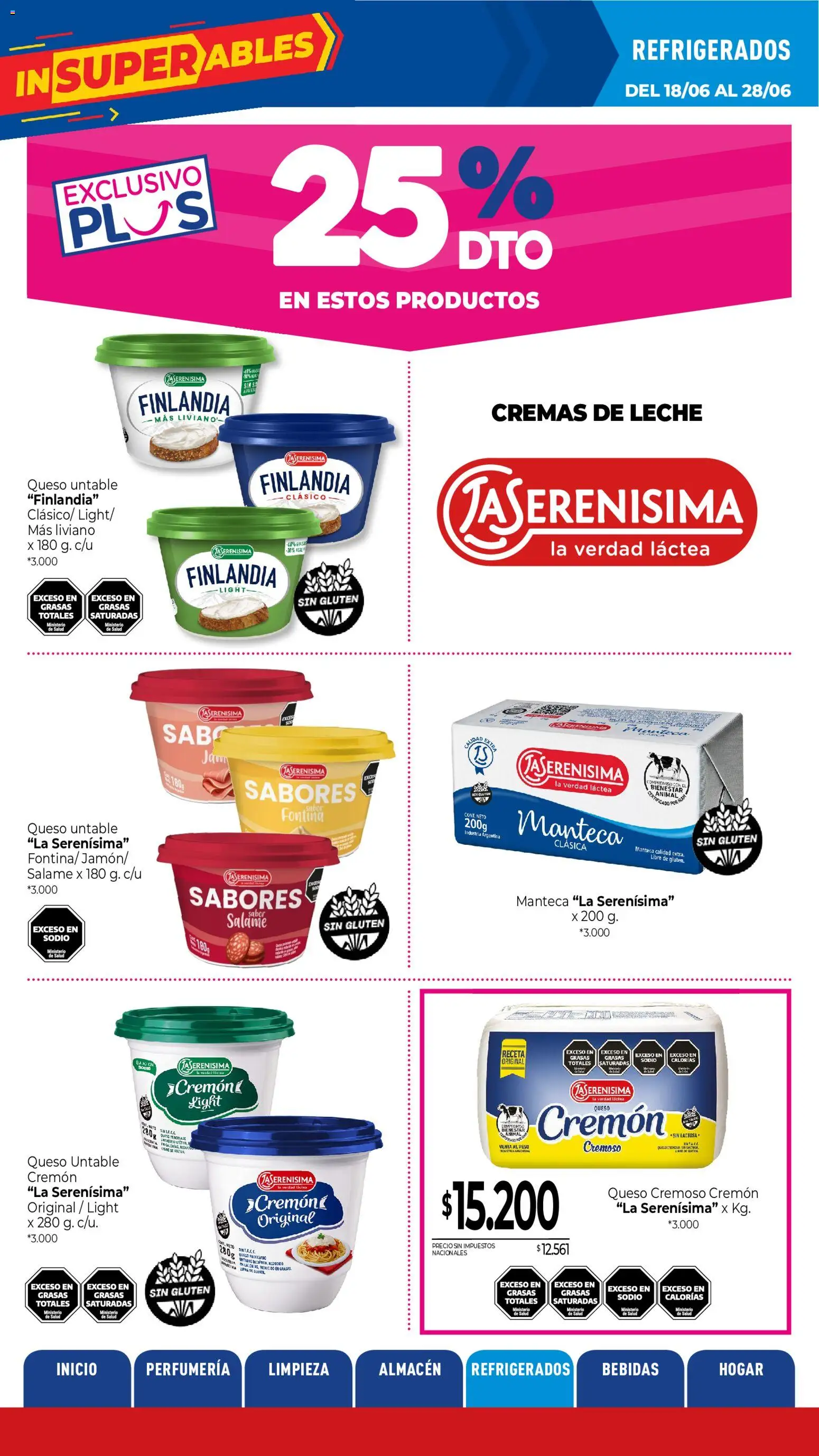 La Anonima catálogo │ válido desde el 18.06.2026 | Página: 25 | Productos: Peso, Leche, Manteca, Salame
