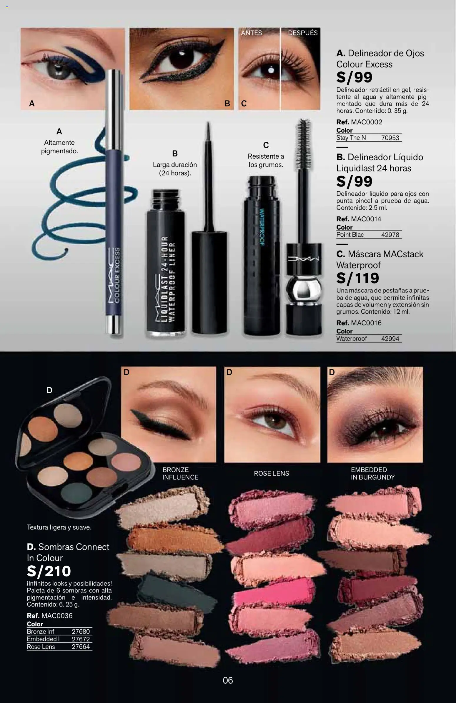 Catálogo Leonisa válido desde 04/08/2026 | Página: 6 | Productos: Máscara, Delineador de ojos, Delineador, Pincel