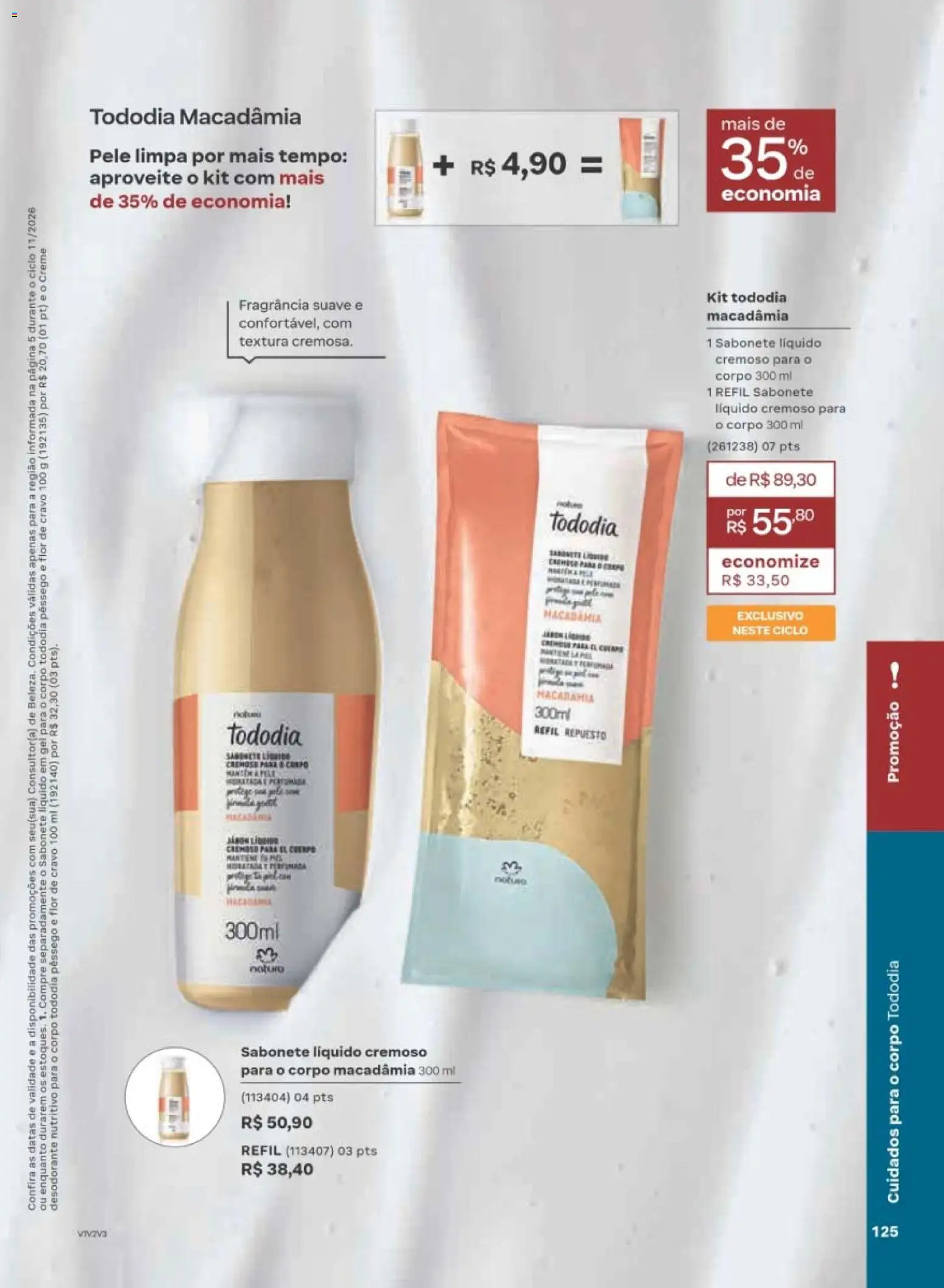 Natura Folheto - válido de 29/06/2026 | Página: 125 | Produtos: Macadâmia, Pêssego, Desodorante, Sabonete líquido