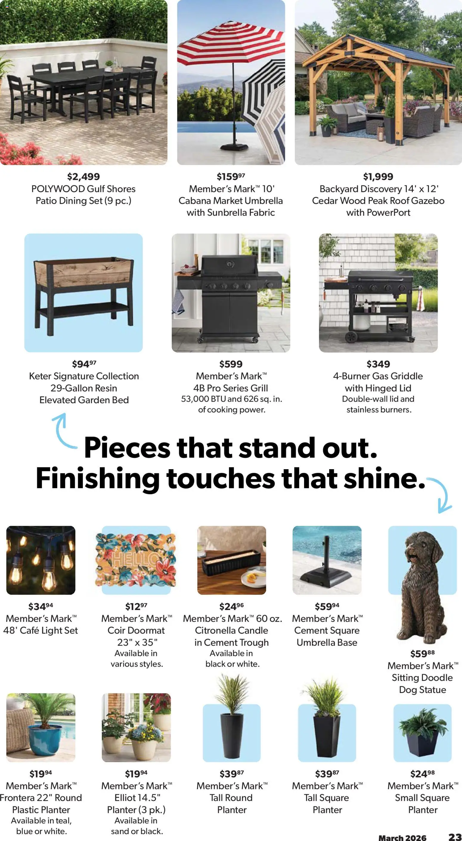 Sam's Club Instant Savings Book March - valid from 18.03.2026 | Page: 23 | Products: Bed, Doormat, Umbrella, Grill