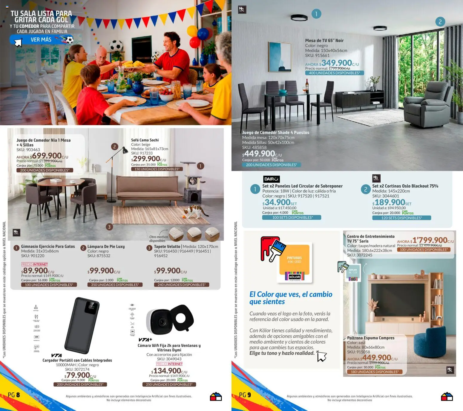 Homecenter revista - valida desde el 21.05.2026 | Página: 5 | Productos: Cámara, Sofá, Mesa de TV, Cortinas