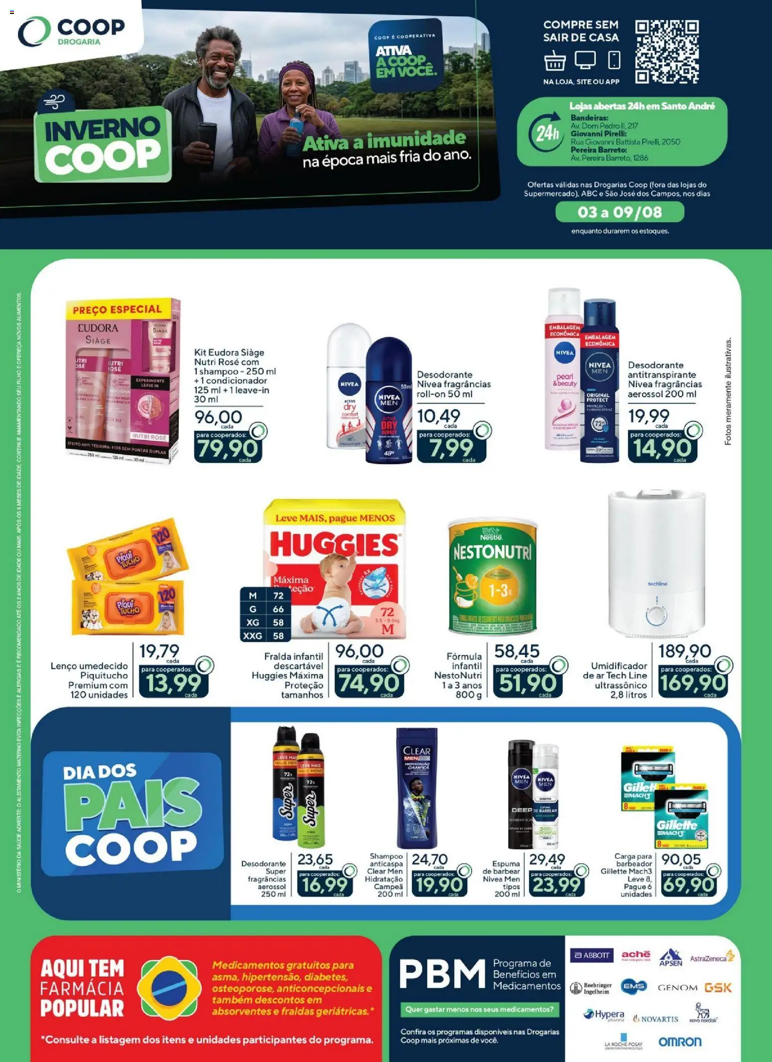 Coop Folheto - válido de 03/08/2026 | Página: 1 | Produtos: Condicionador, Desodorante, Lenço, Anticoncepcionais