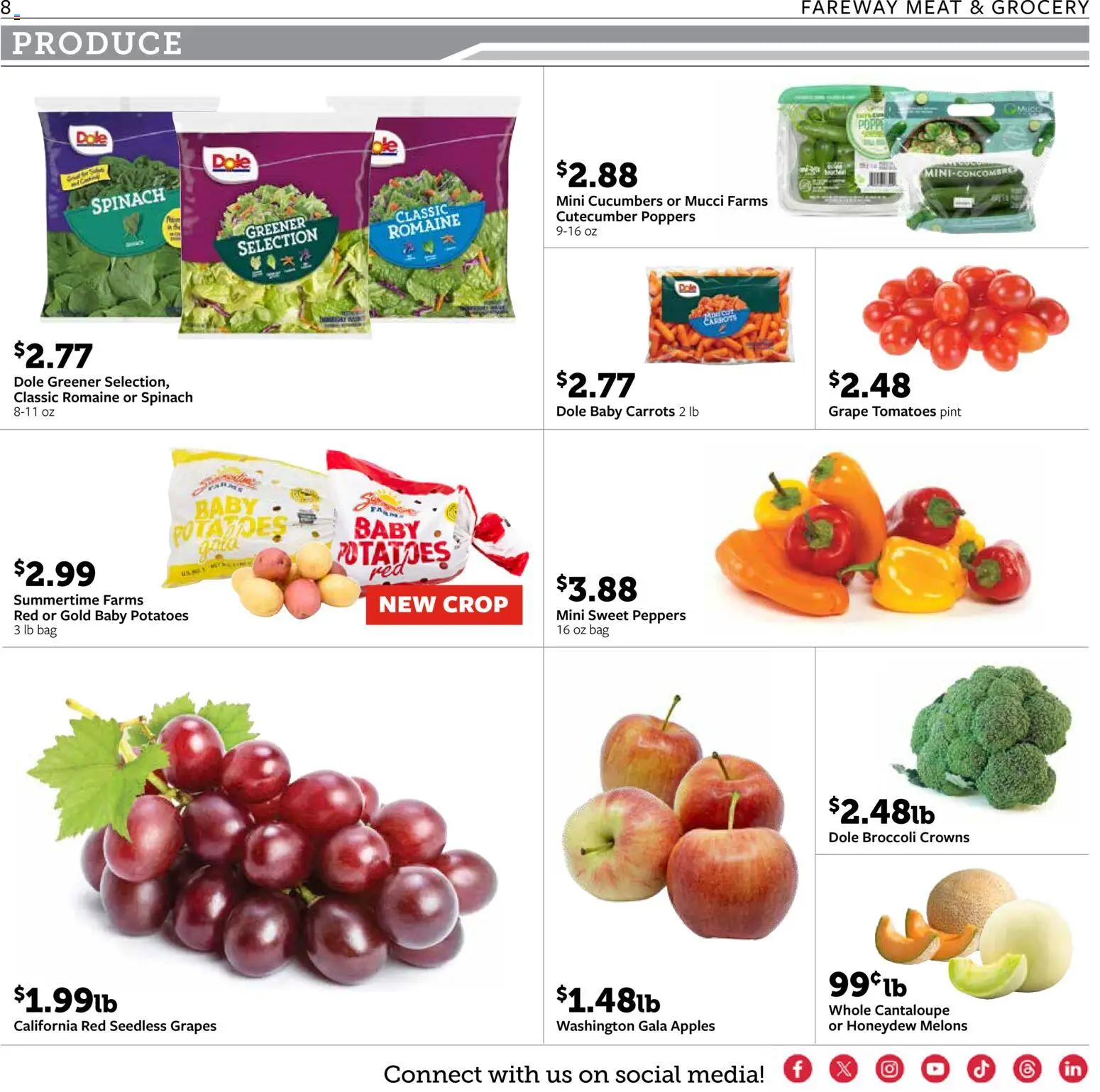 Fareway Weekly Ad - valid from 09/14/2026 | Page: 8 | Products: Romaine, Spinach, Meat, Cucumbers