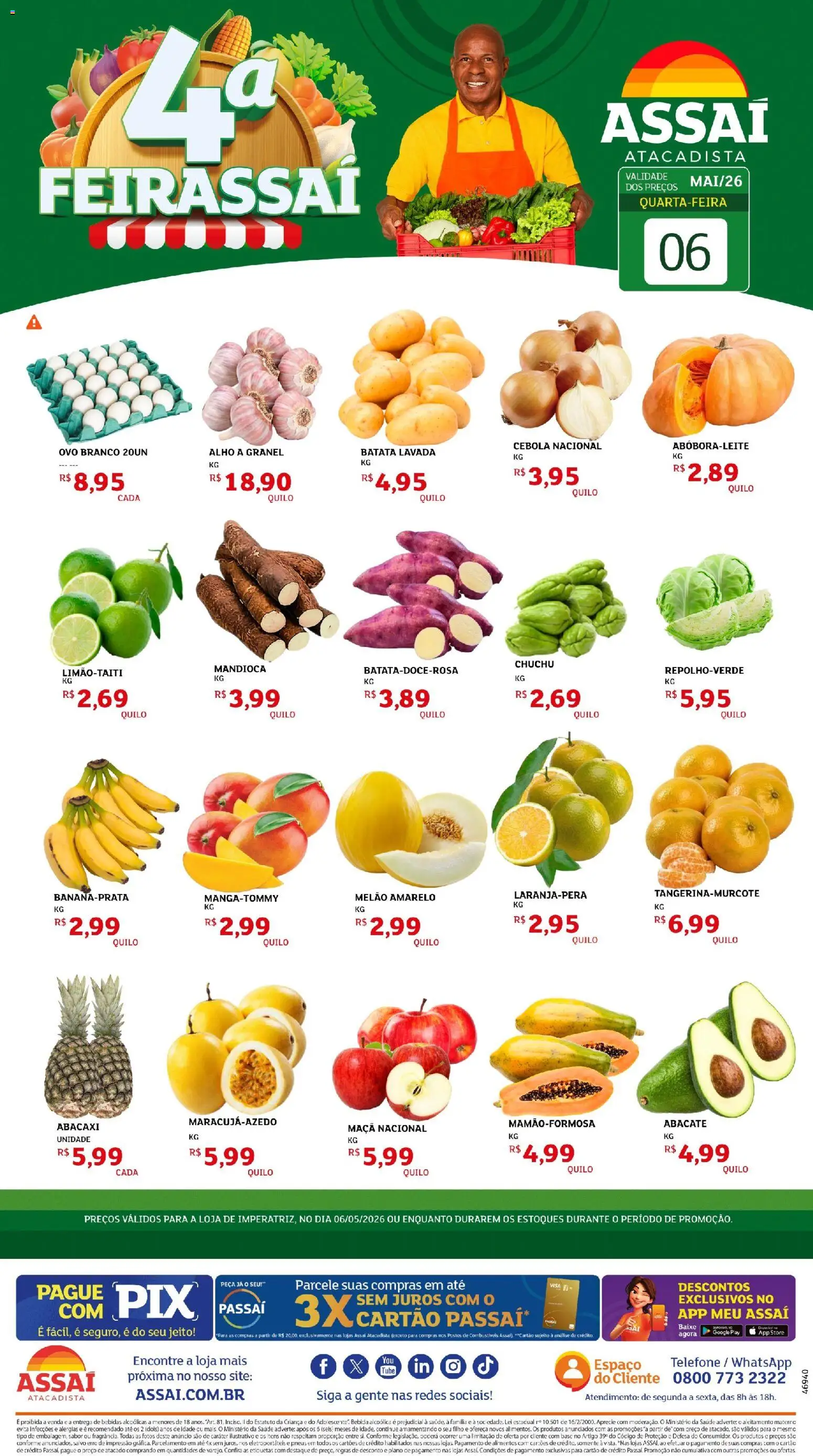 Assaí Atacadista Folheto - válido de 06.05.2026 | Página: 1 | Produtos: Alho, Cebola, Base, Batata