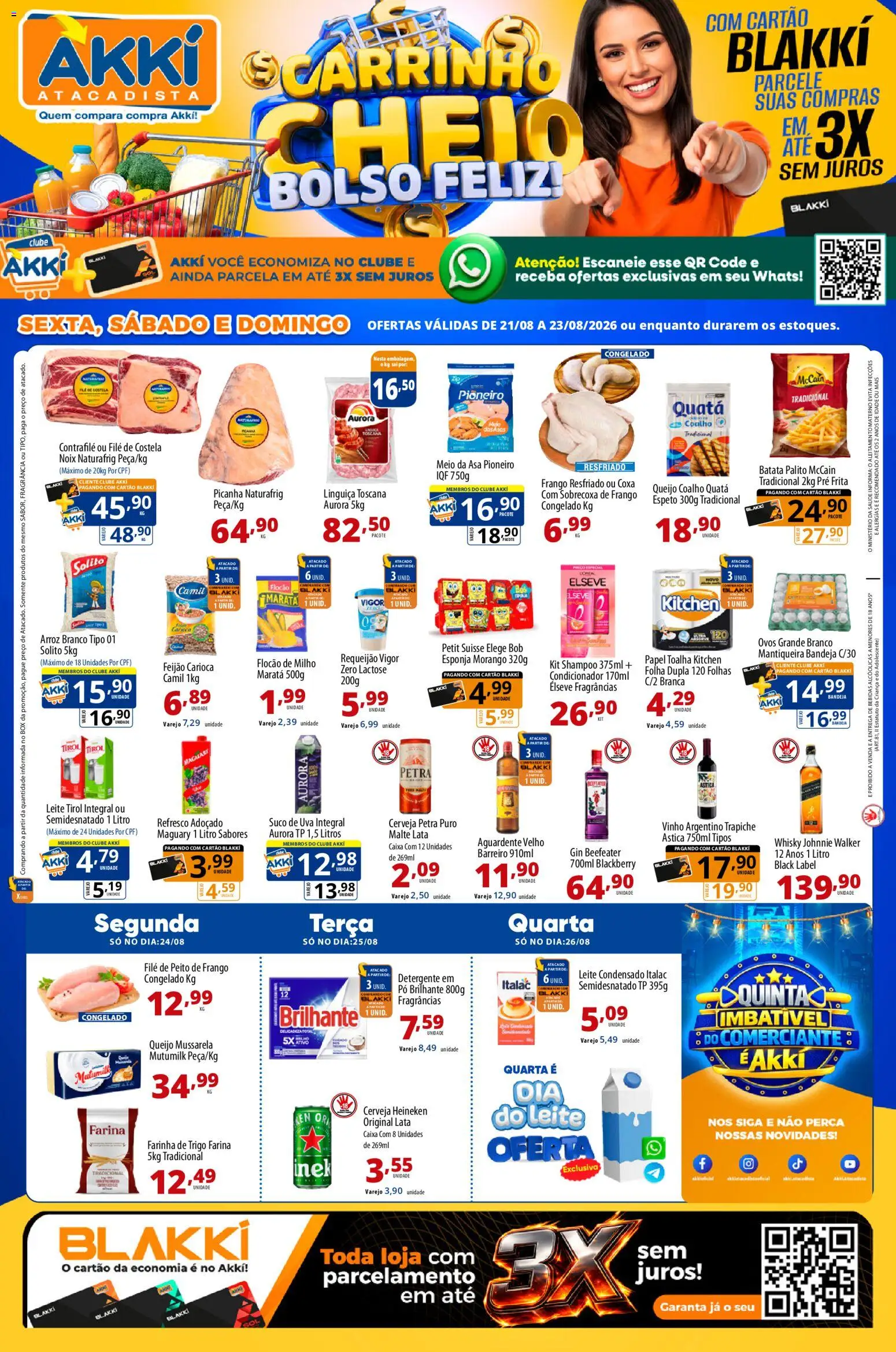 Akki Atacadista Folheto - válido de 21/08/2026 | Página: 1 | Produtos: Esponja, Filé de costela, Cerveja, Batata
