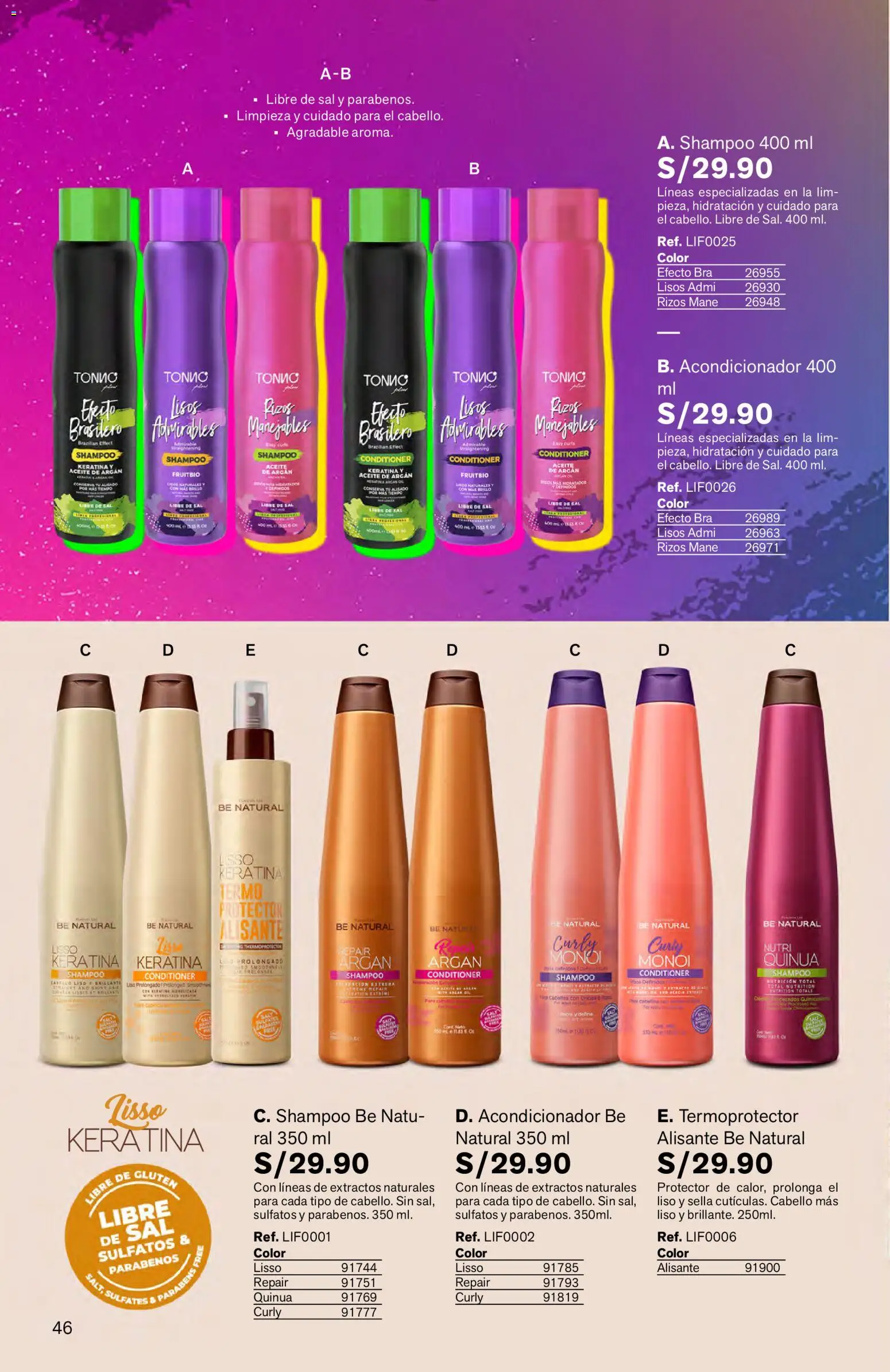 Catálogo Leonisa válido desde 27.04.2026 | Página: 46 | Productos: Shampoo, Acondicionador, Aceite