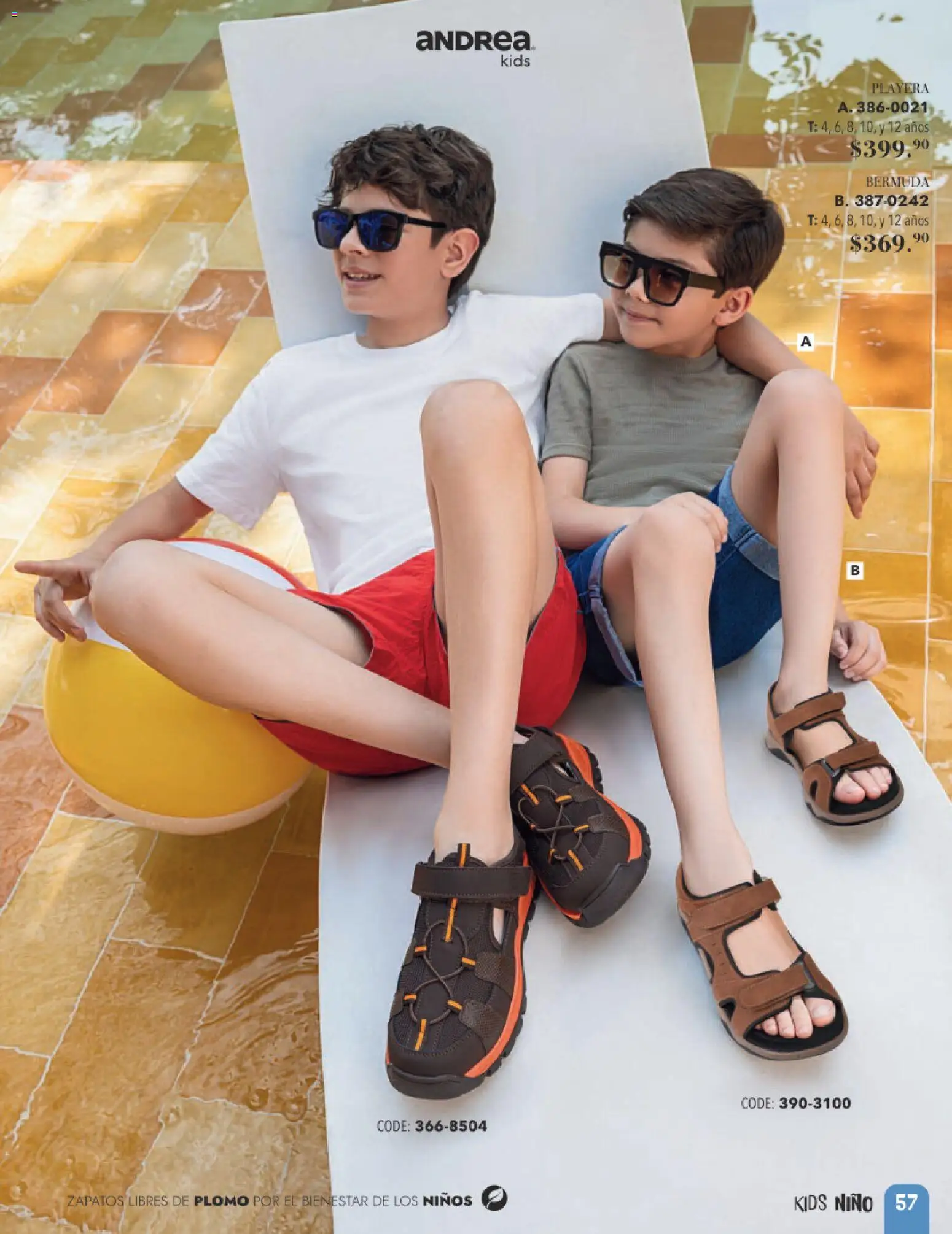 Nuevas ofertas de Andrea válidas en toda la República Mexicana desde el 24.05.2026. ¡Encuentra las mejores ofertas en Andrea catálogo Infantil! | Página: 57 | Productos: Zapatos, Playera, Bermuda