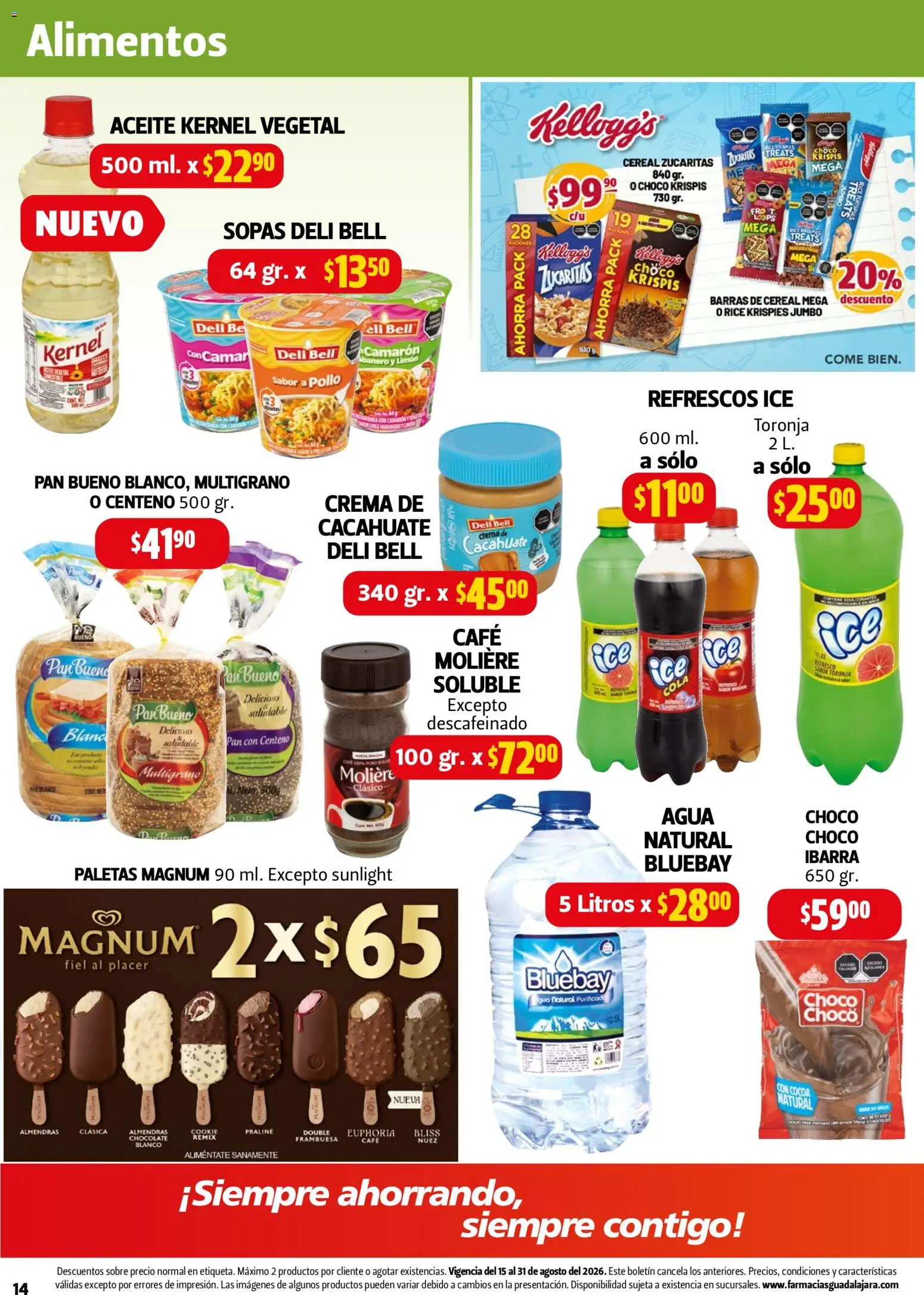 Nuevas ofertas de Farmacia Guadalajara válidas en toda la República Mexicana desde el 15/08/2026. ¡Encuentra las mejores ofertas en Farmacia Guadalajara catálogo! | Página: 14 | Productos: Cacahuate, Limón, Aceite, Chocolate