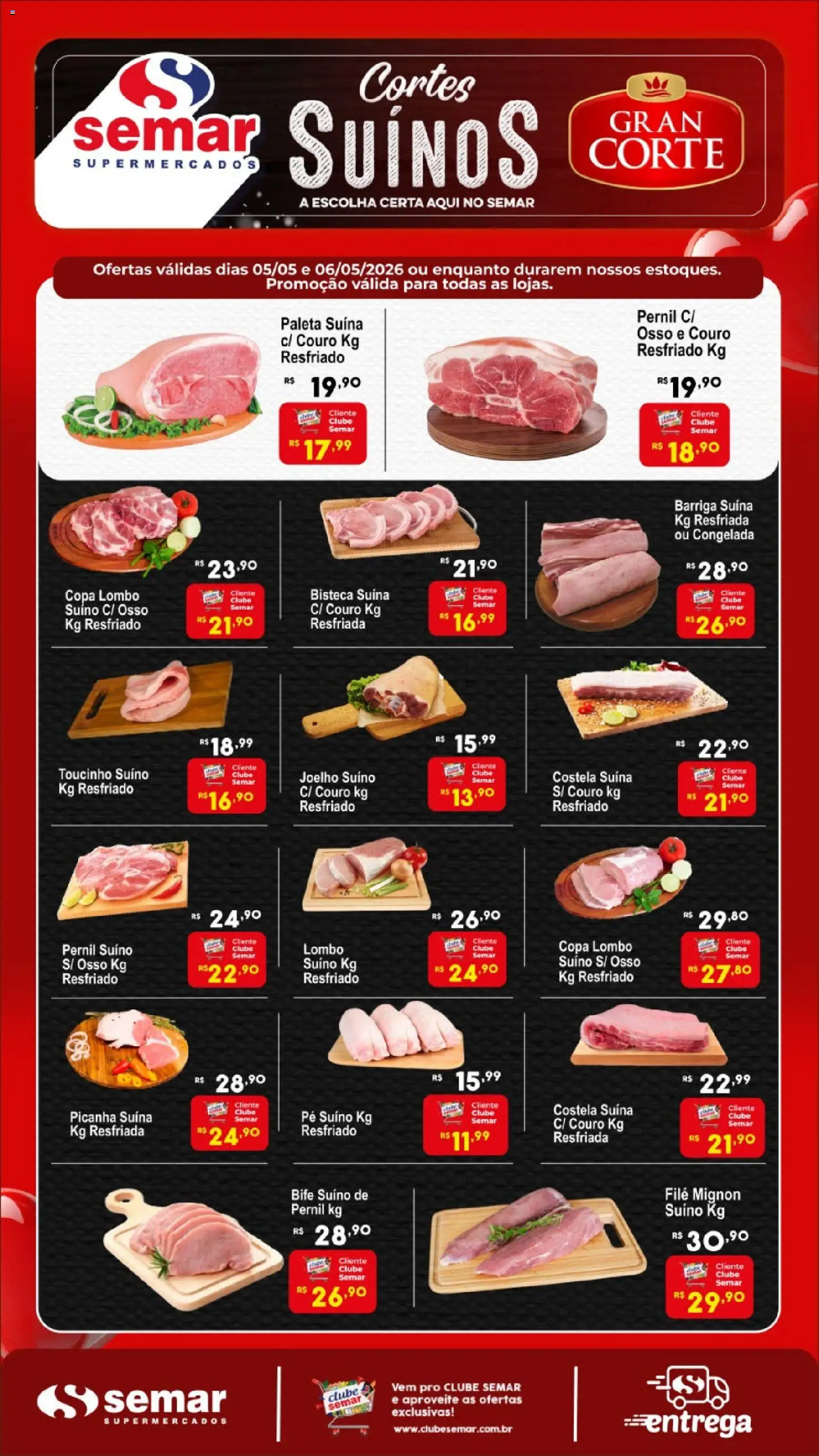 Semar Supermercado Folheto - válido de 05.05.2026 | Página: 1 | Produtos: Filé mignon, Lombo, Pernil, Copa