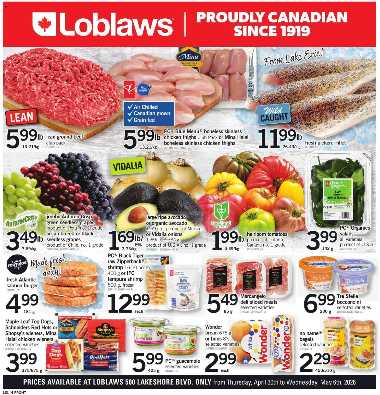 Loblaws flyer valid from 30.04.2026 | Page: 1 | Products: Beef, Bread, Chicken, Tomatoes